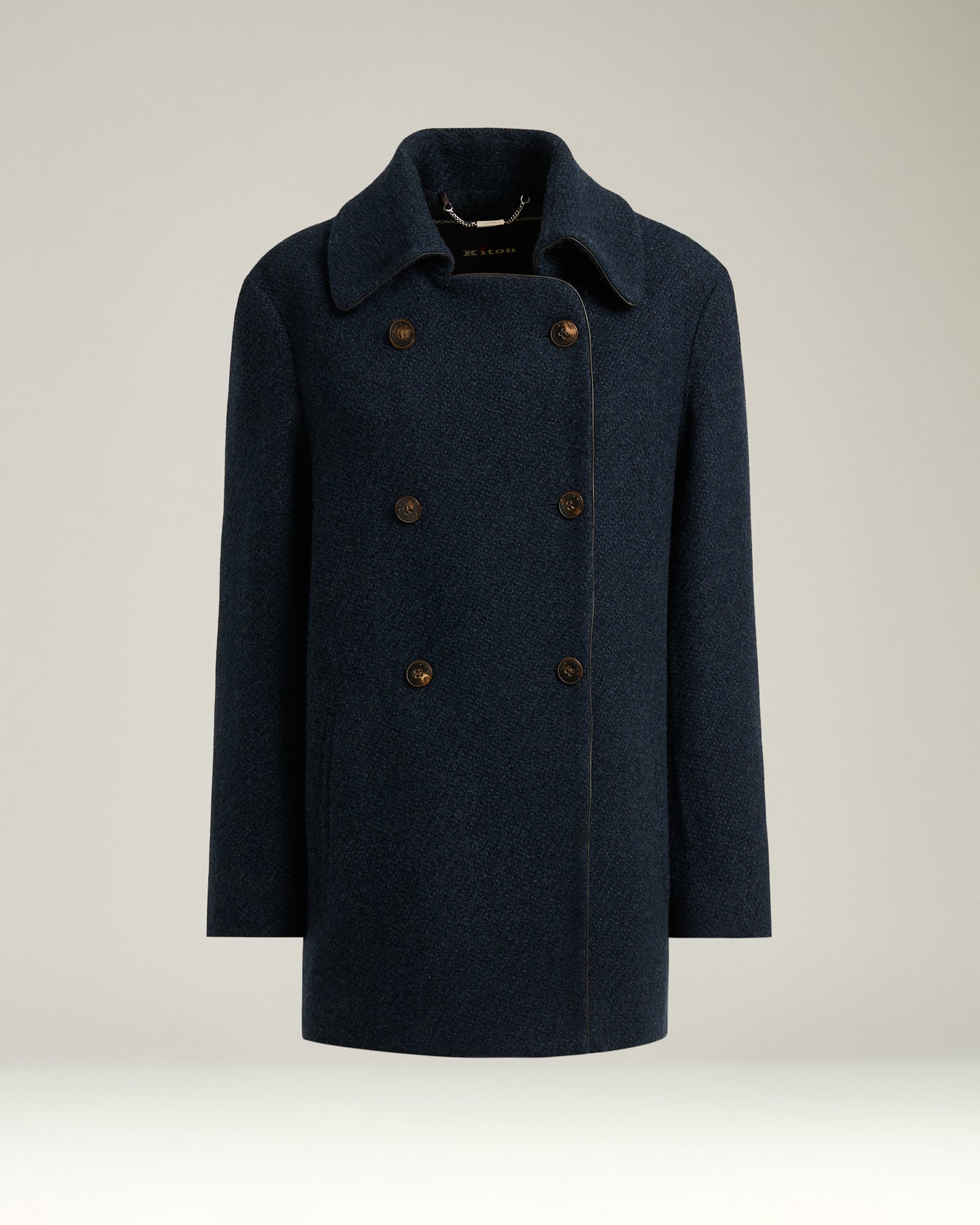 blue pure cashmere double-breasted peacoat