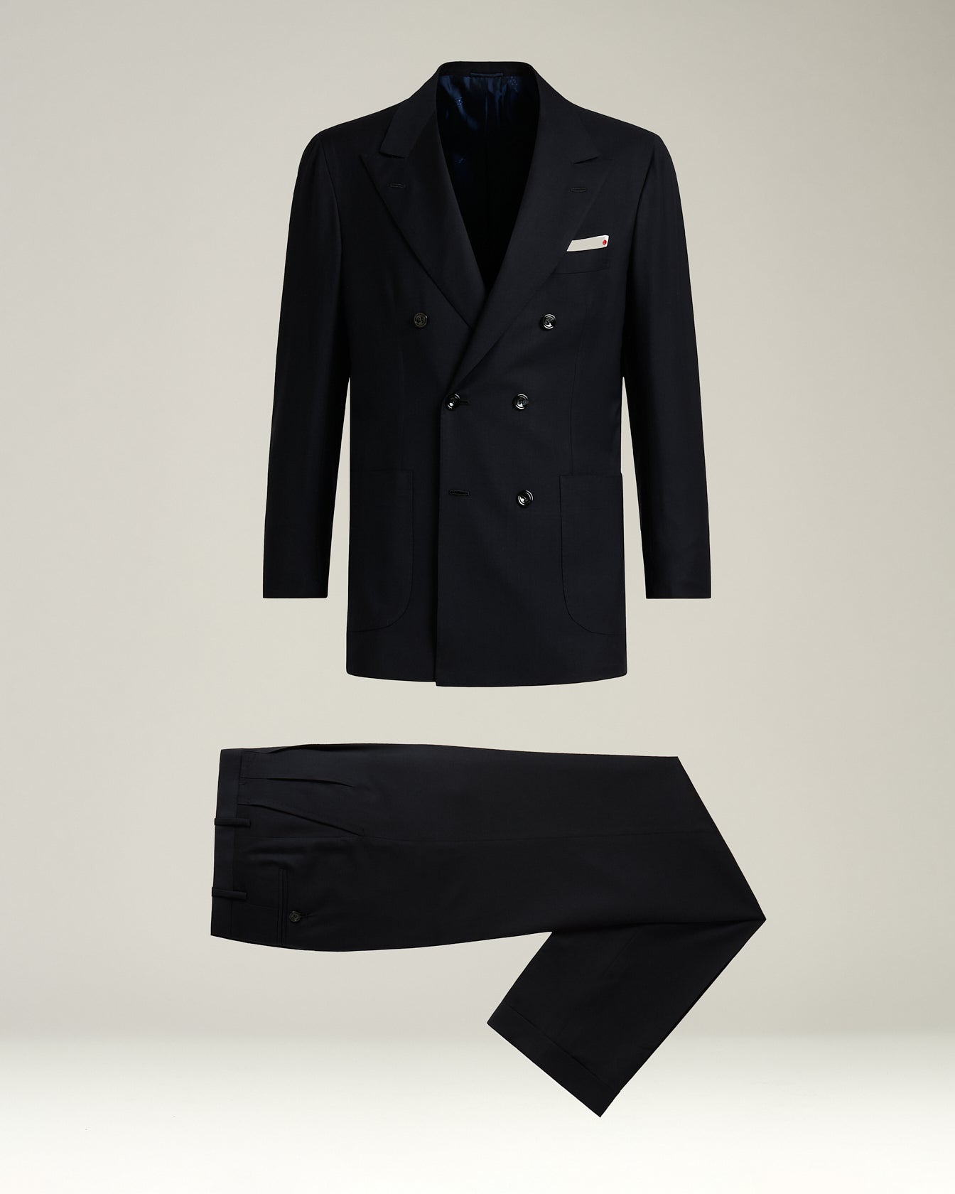double-breasted suit "monochrome" in pure blue wool
