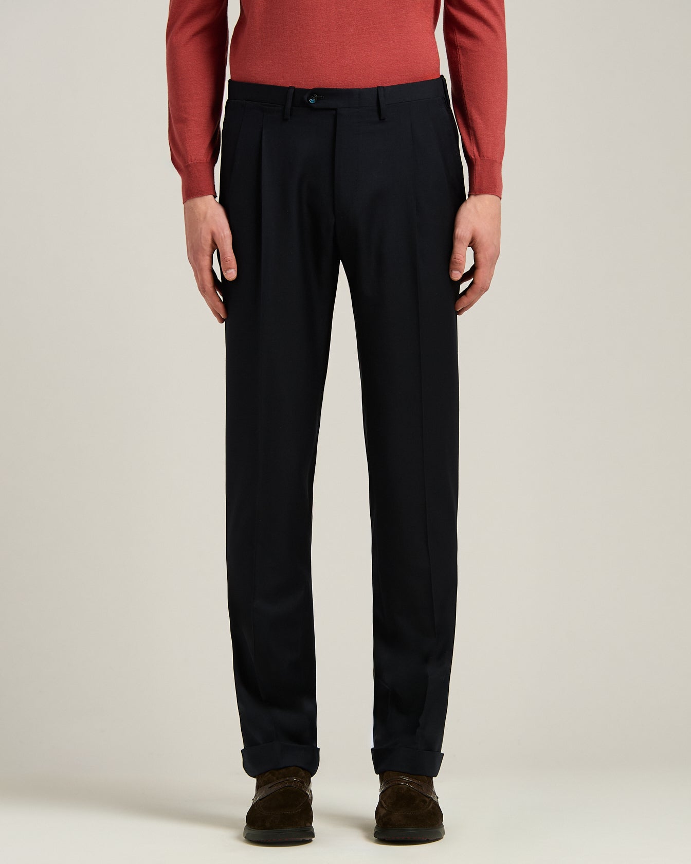 DOUBLE-BREASTED SUIT "MONOCHROME" IN PURE BLUE WOOL