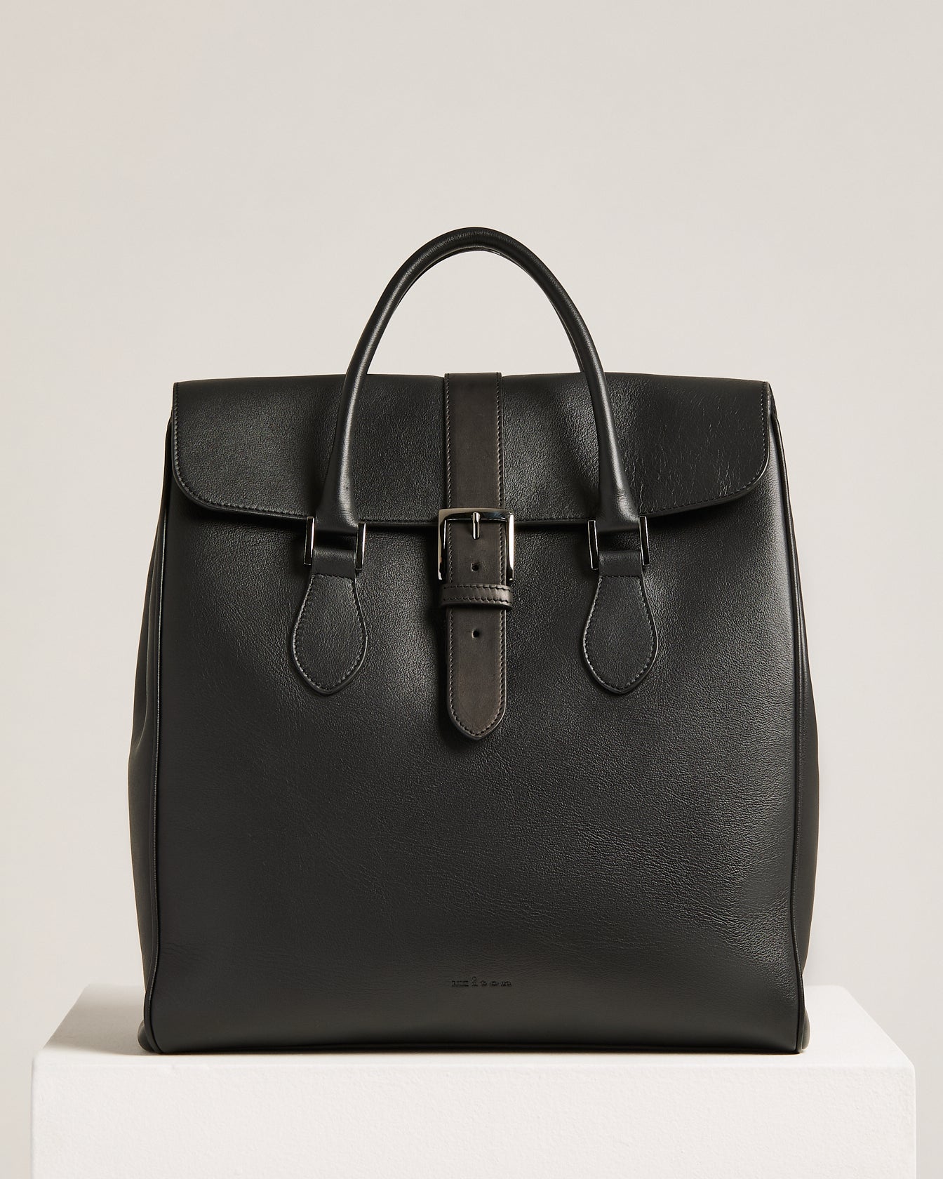 black full-grain calfskin shopper tote