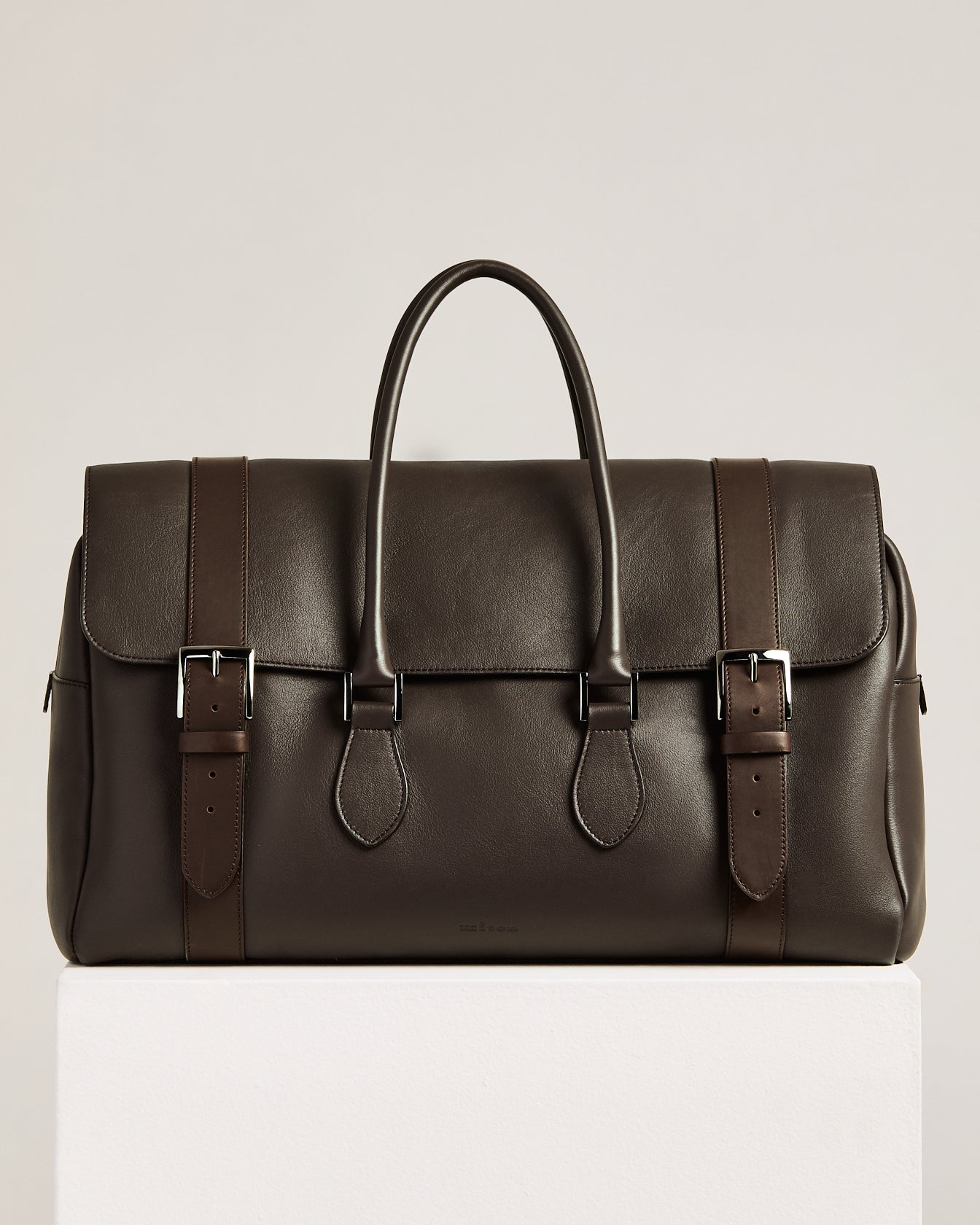 dark brown calfskin weekend bag
