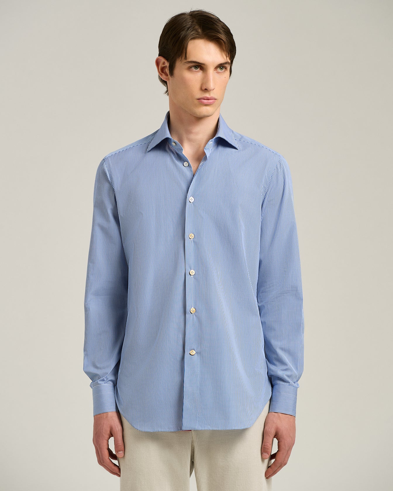 FORMAL' REGULAR FIT SHIRT IN LIGHT BLUE CHECKED COTTON