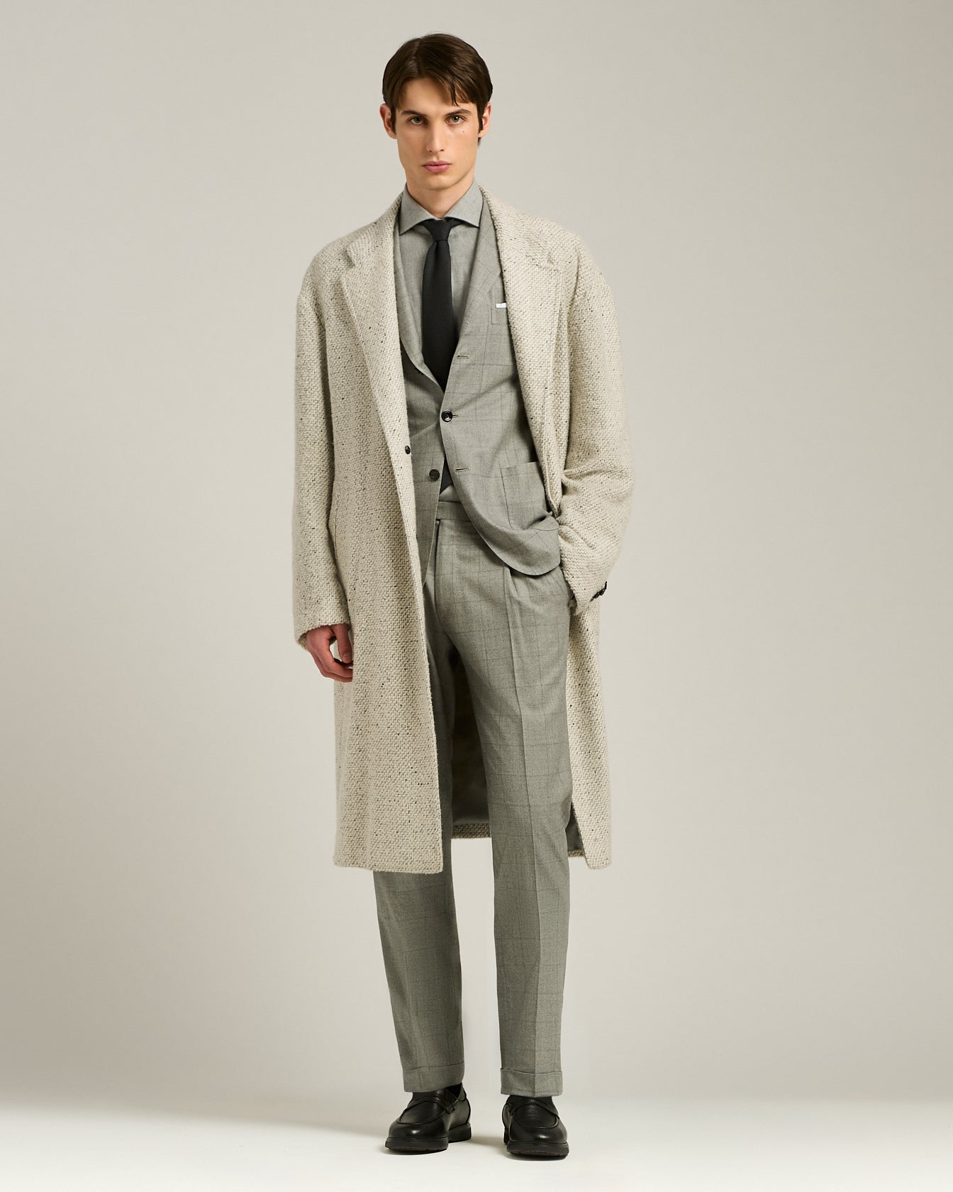 ANTHRACITE FLANNEL SHIRT IN COTTON, SILK AND CASHMERE