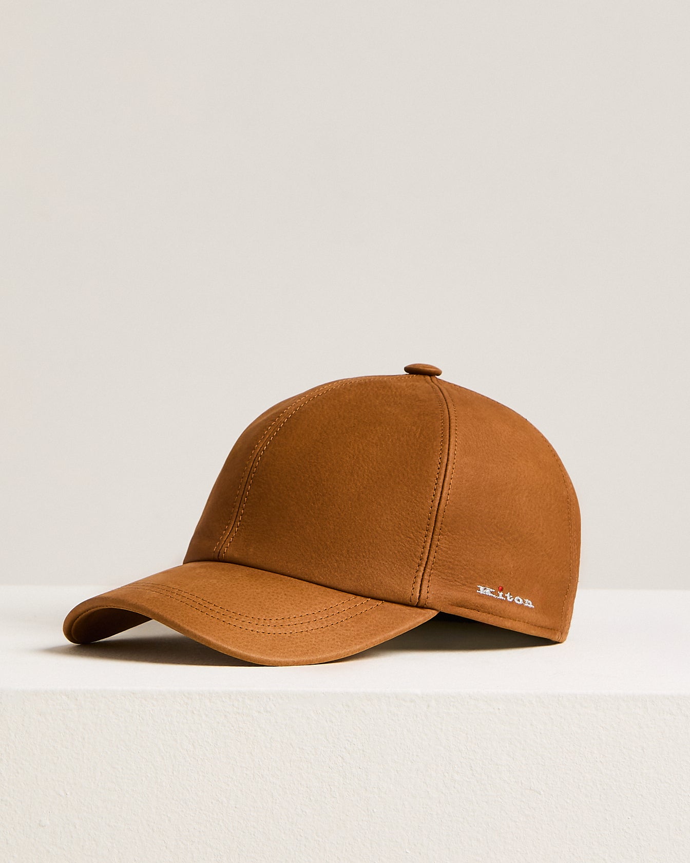 men’s cognac leather baseball cap