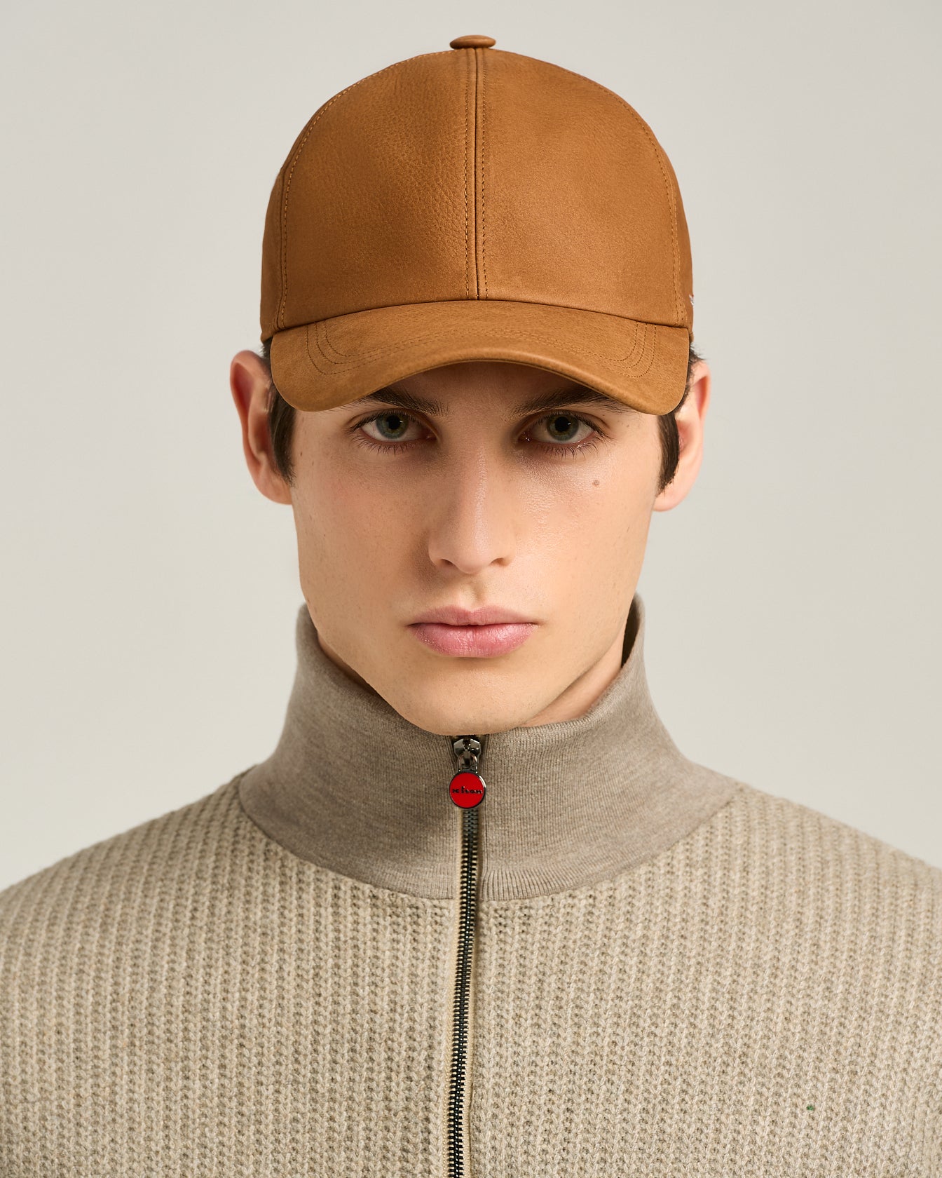 COGNAC LEATHER BASEBALL CAP