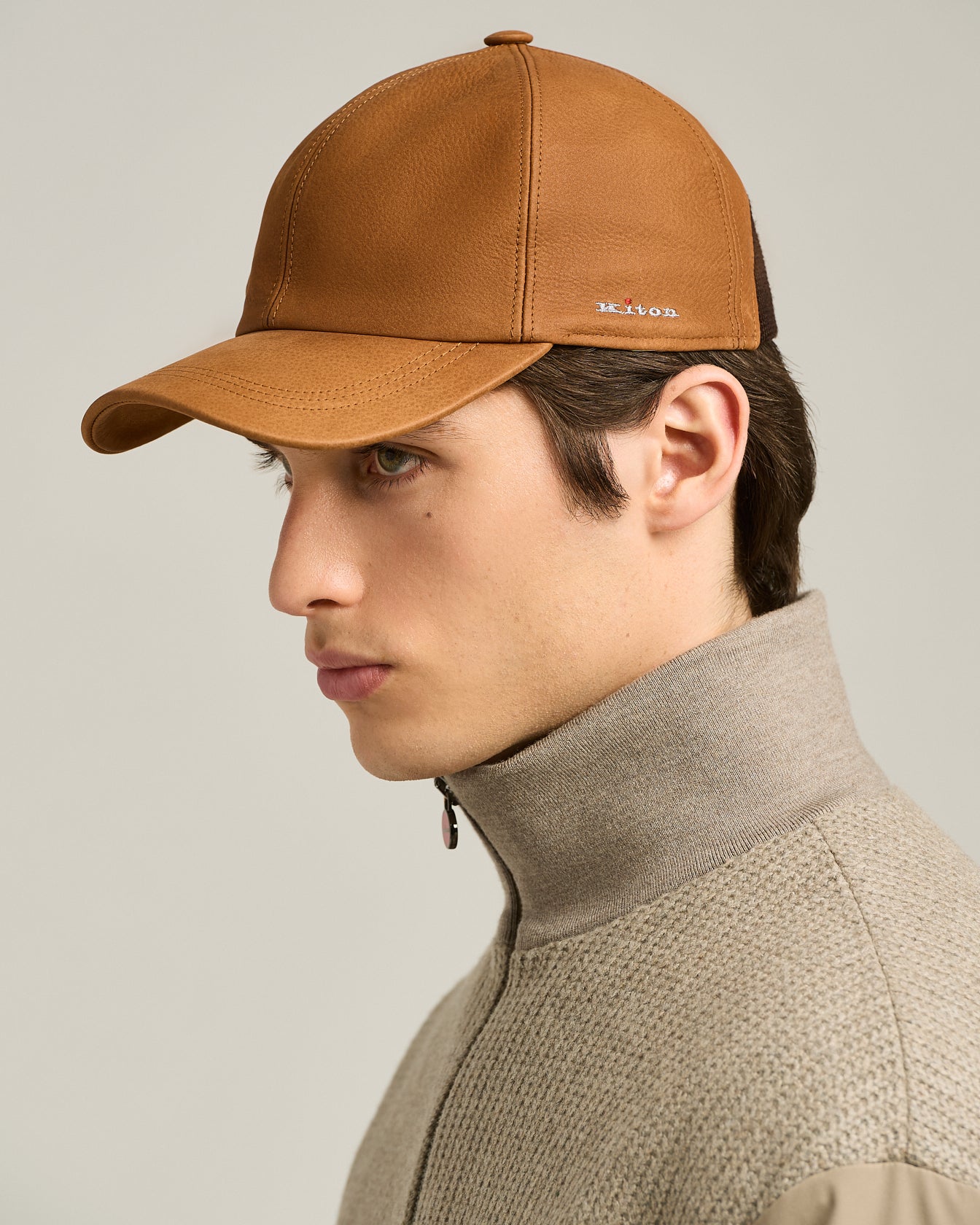 COGNAC LEATHER BASEBALL CAP