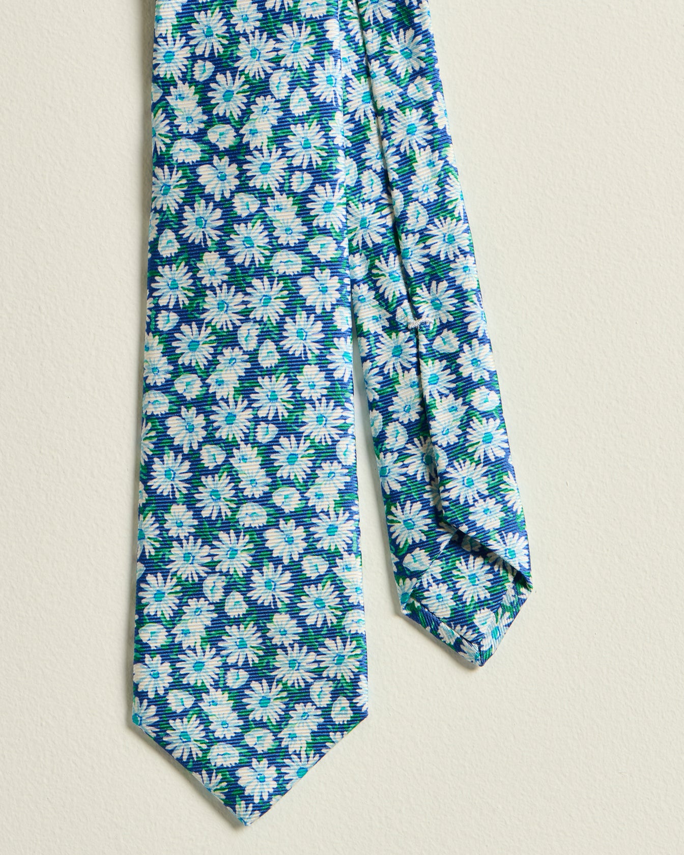 men's blue green silk tie micro floral pattern