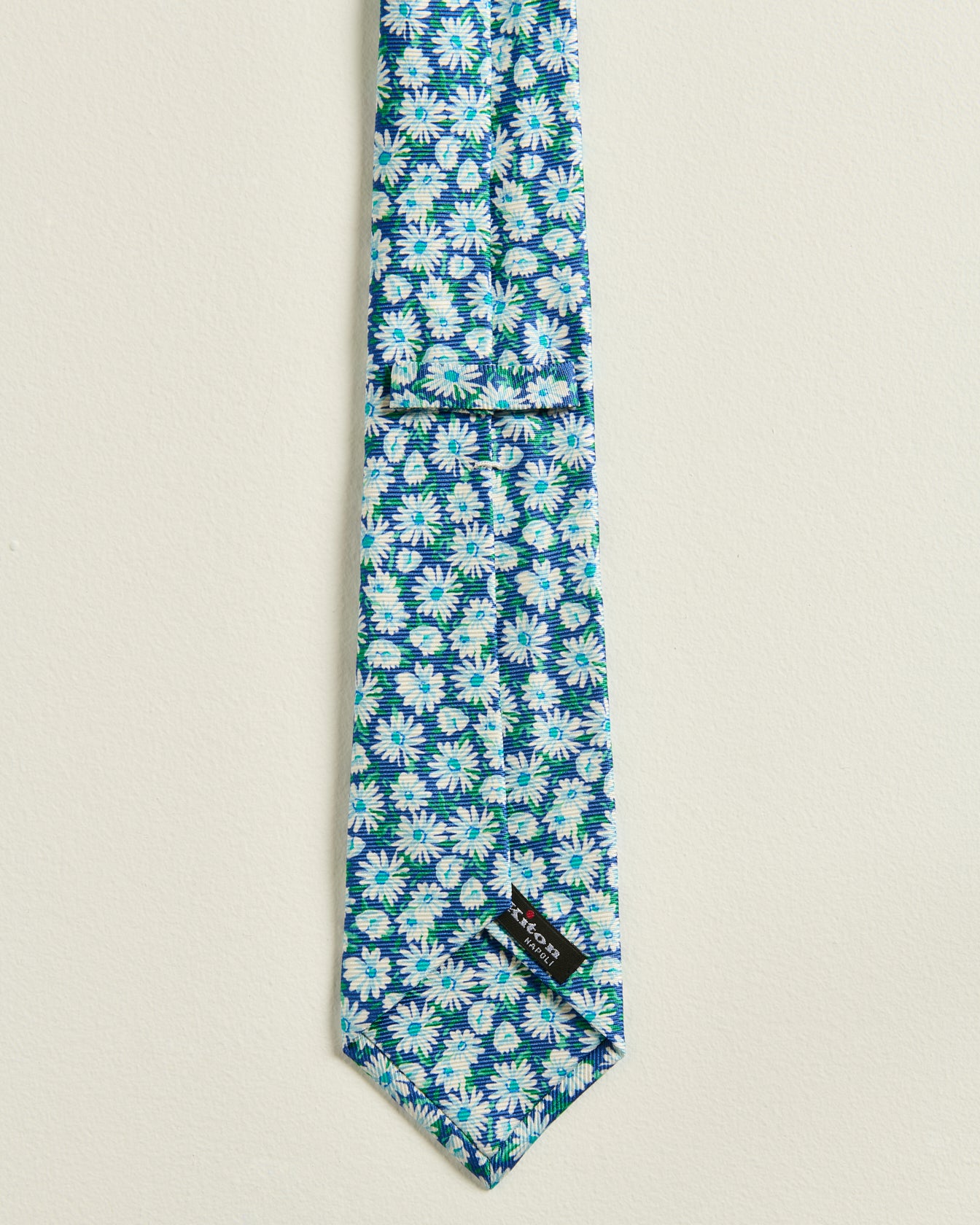 men's blue green silk tie micro floral pattern