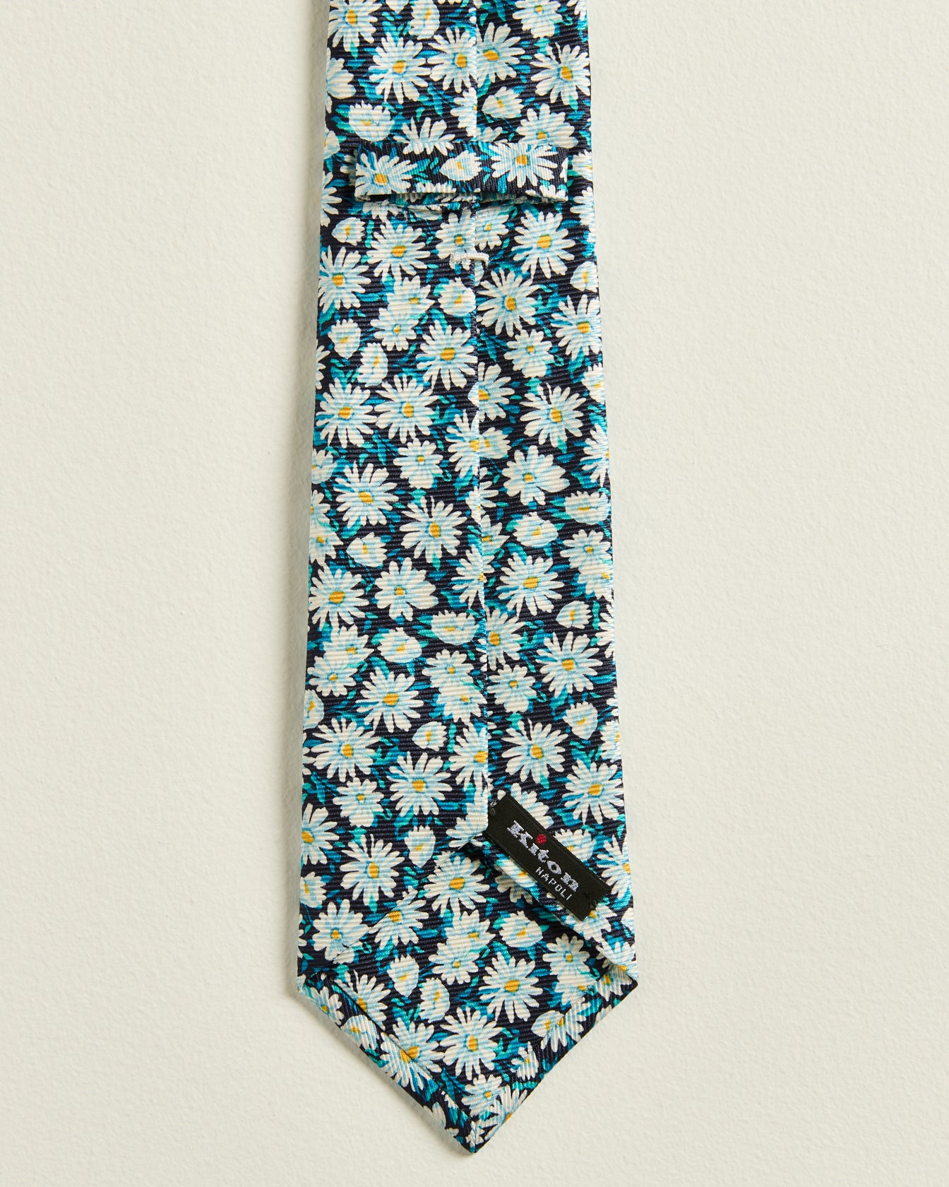 men's blue green silk tie micro floral pattern