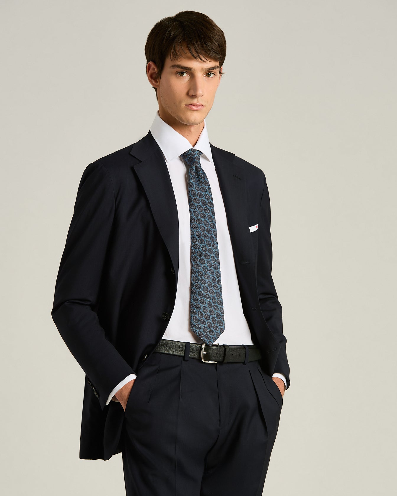 men's blue knit micro pattern tie