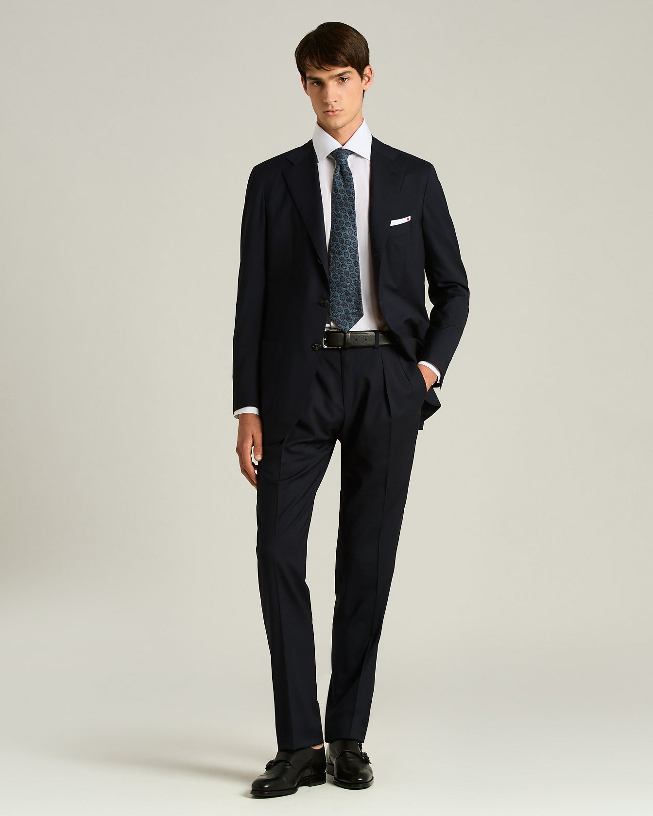 men's blue knit micro pattern tie