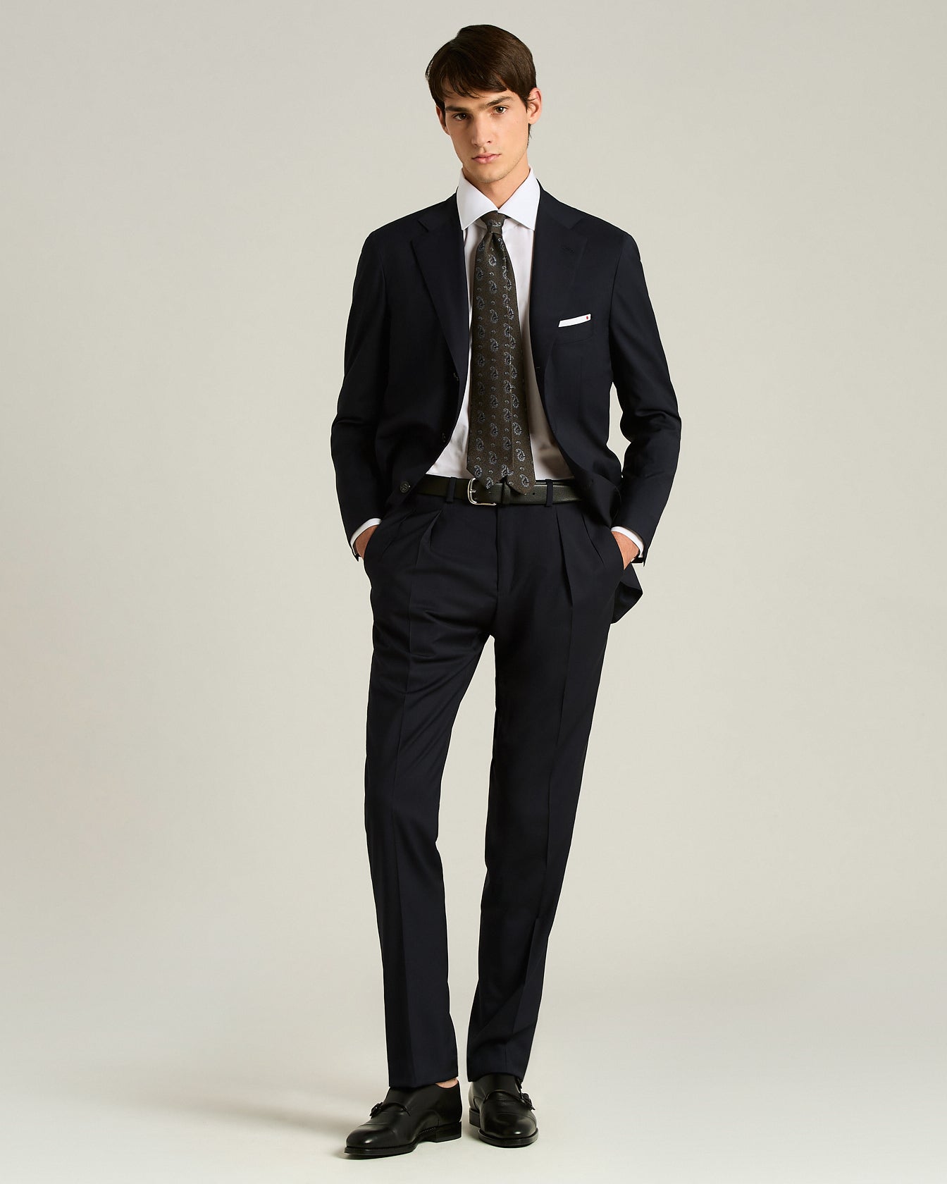 men's brown silk paisley pattern tie