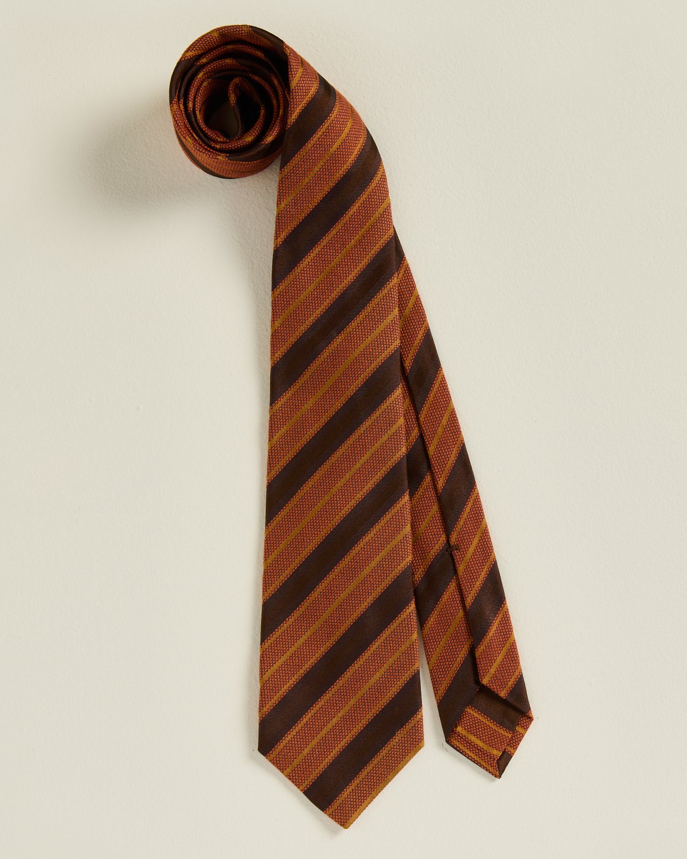 men's orange hand-woven regimental stripe tie