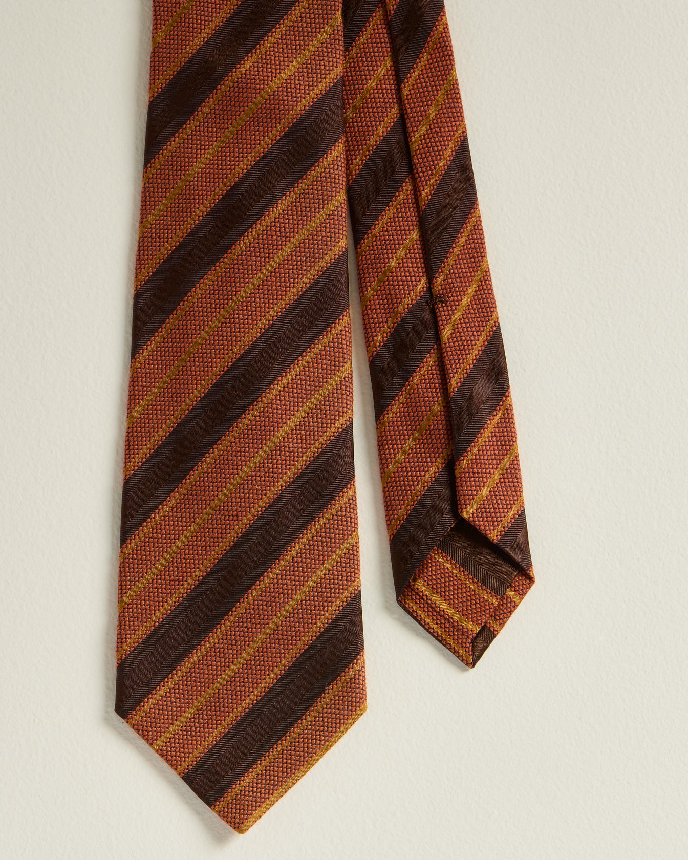 men's orange hand-woven regimental stripe tie