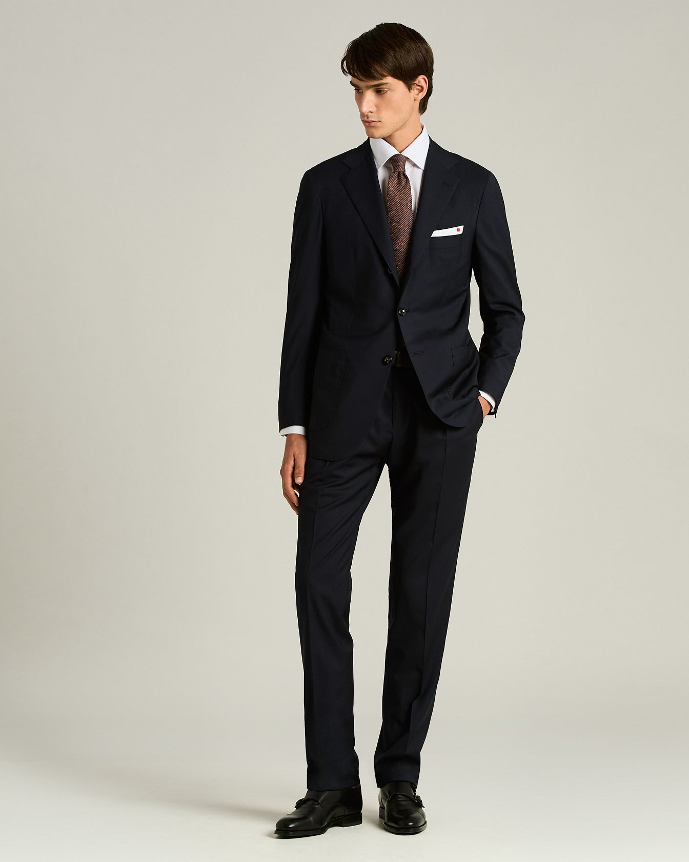 men's orange brown diagonal striped tie