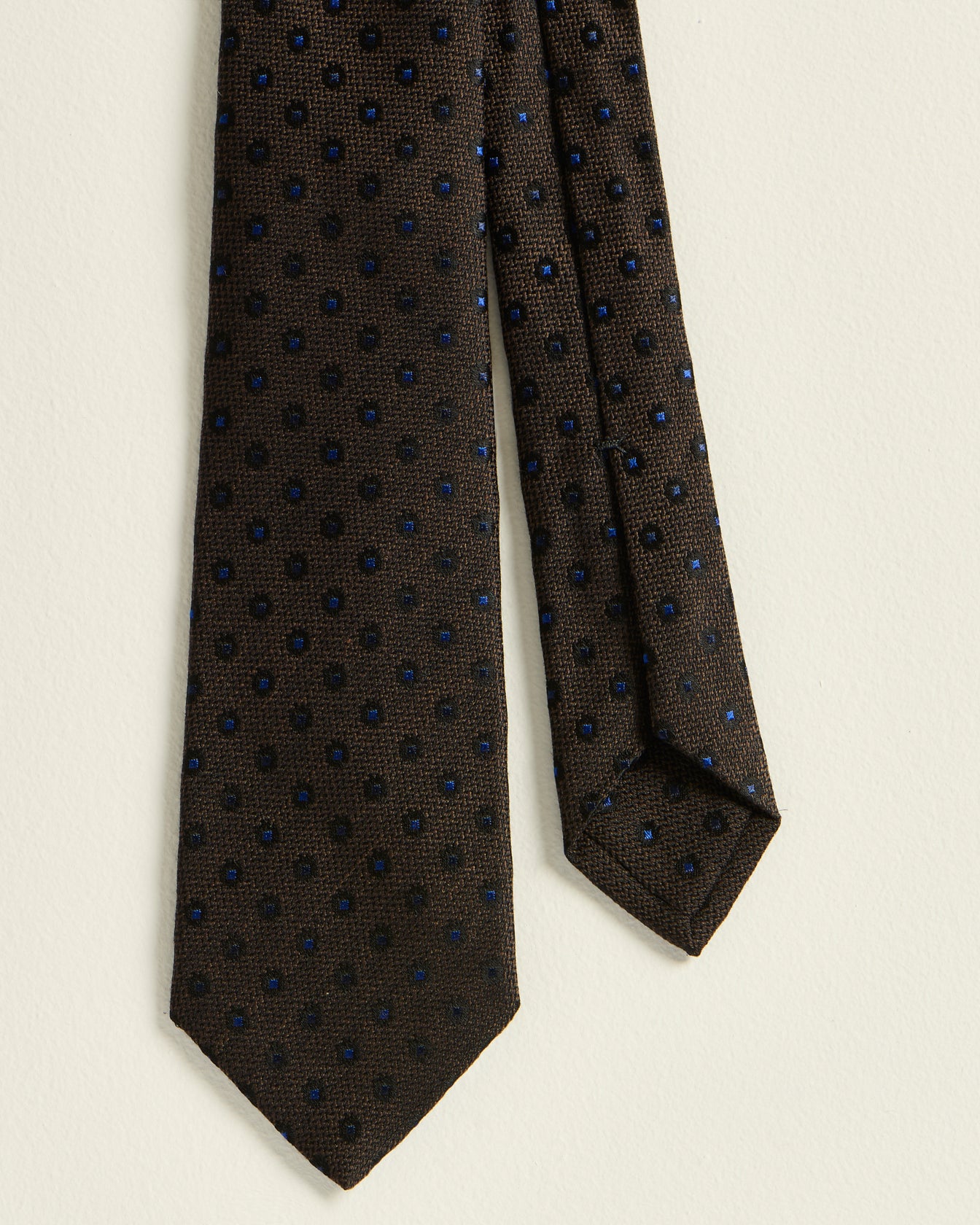 men's brown blue polka dot silk tie
