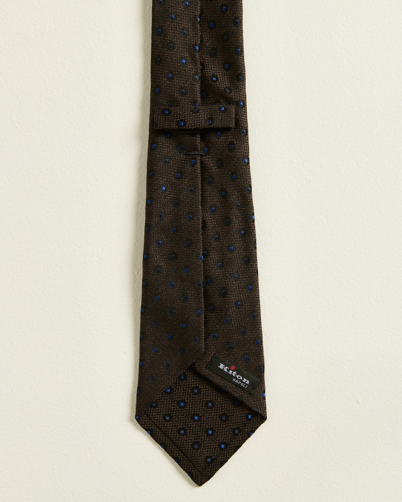 men's brown blue polka dot silk tie