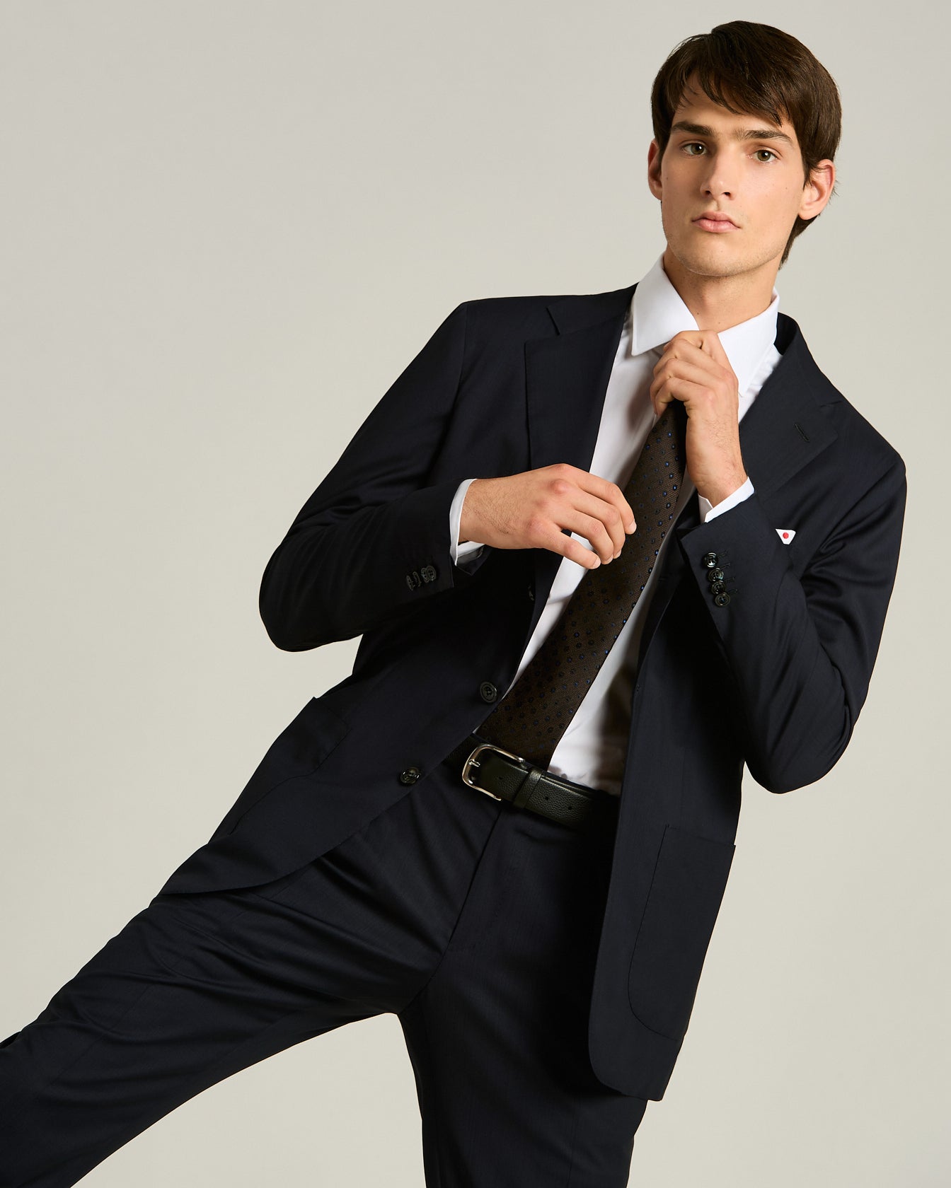 men's brown blue polka dot silk tie