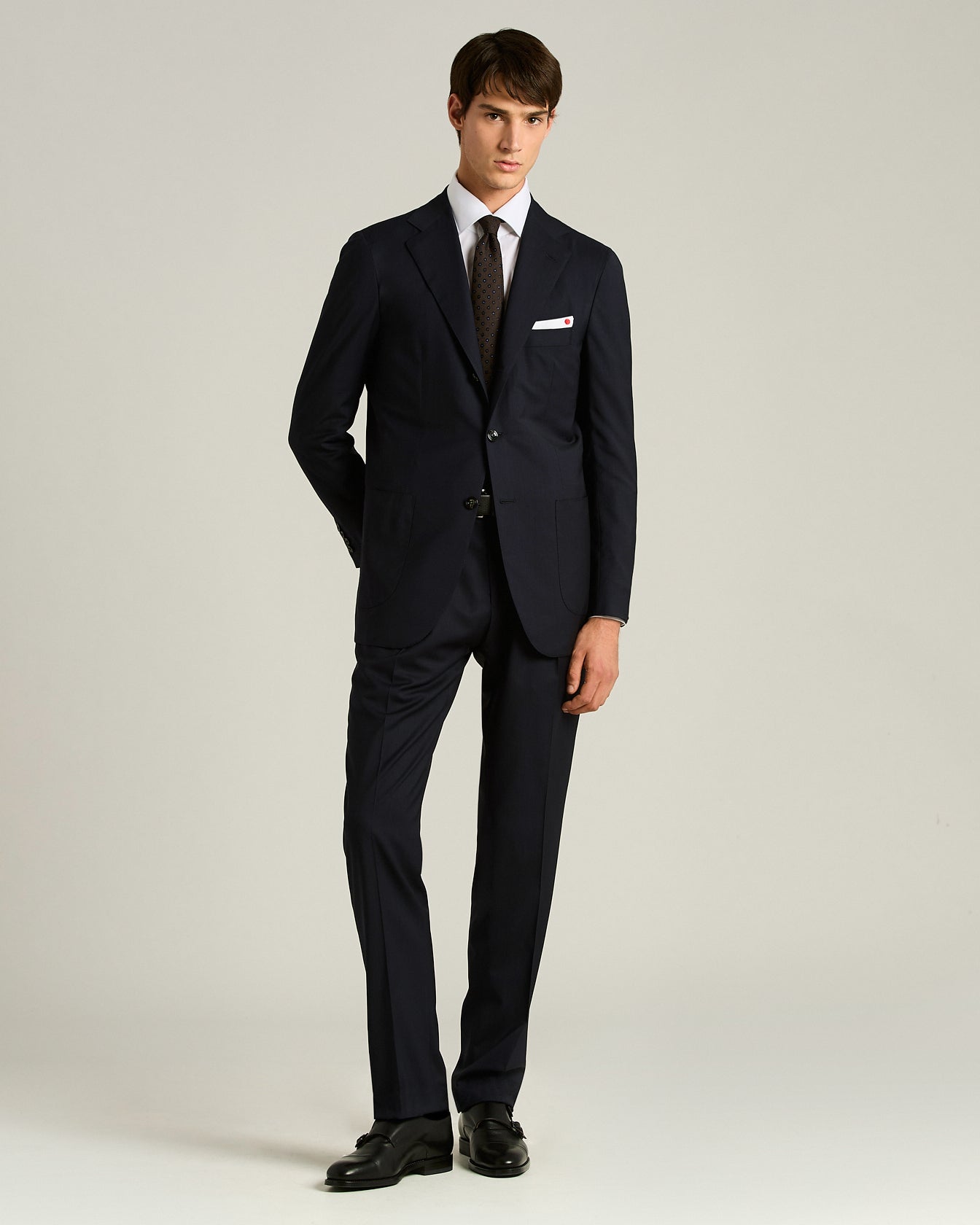 men's brown blue polka dot silk tie