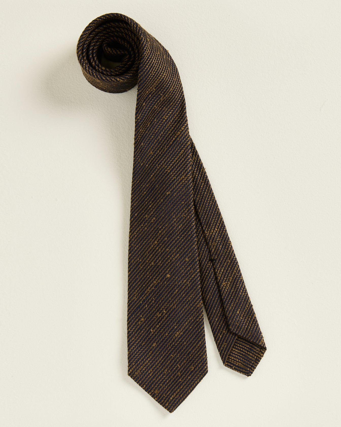 men's brown gold diagonal striped silk tie