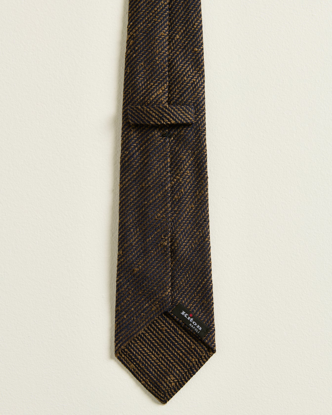 men's brown gold diagonal striped silk tie