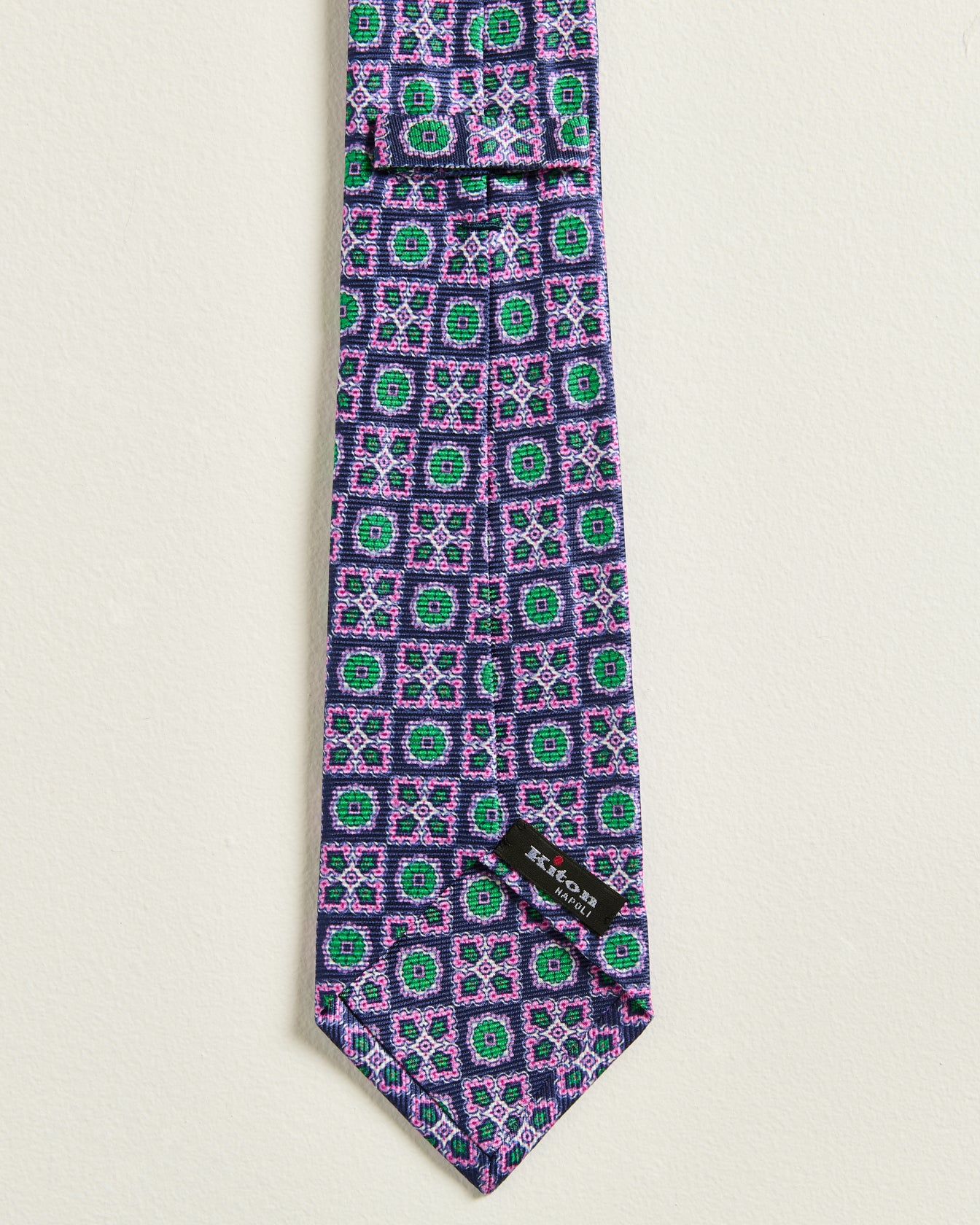 men's purple green geometric pattern silk tie