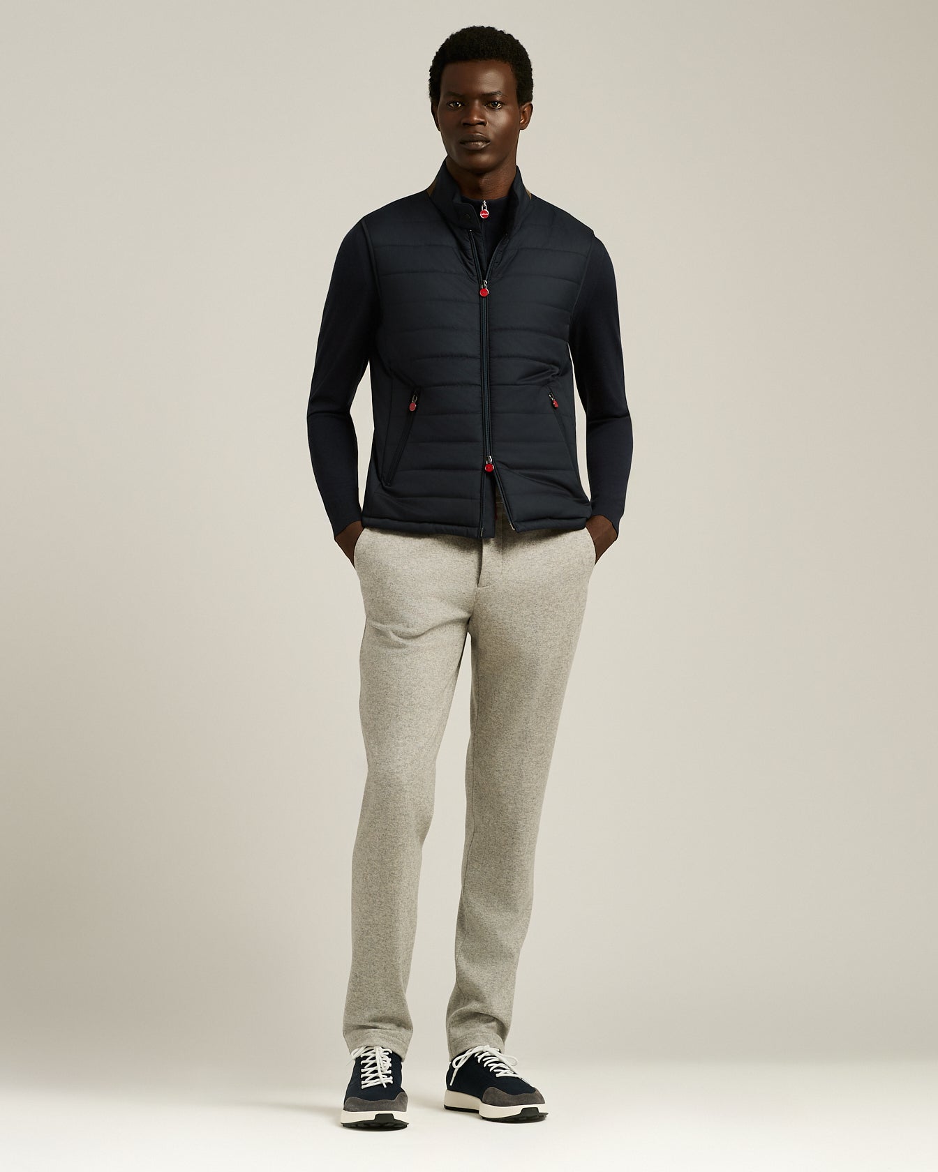 men's wool cashmere grey melange trousers