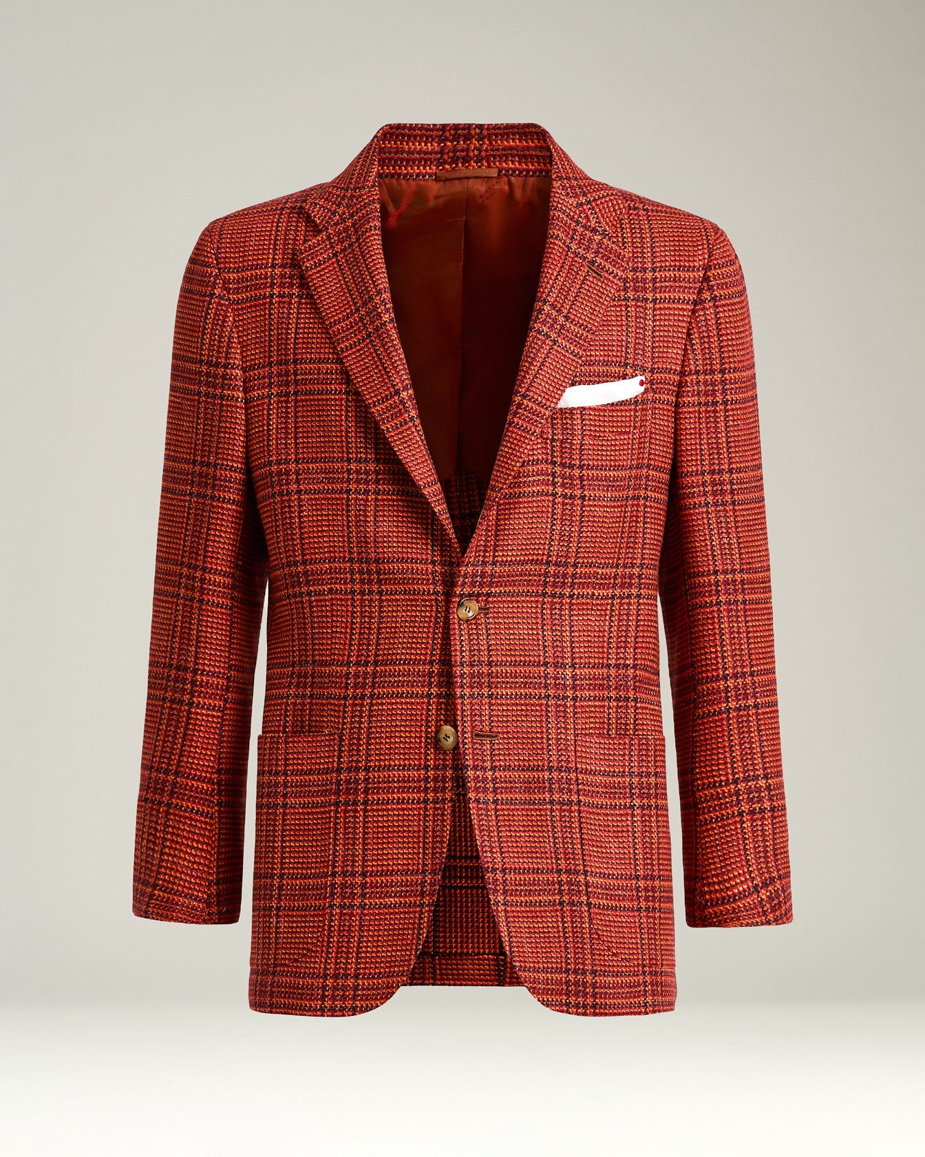 SINGLE-BREASTED RED PRINCE OF WALES JACKET IN CASHMERE