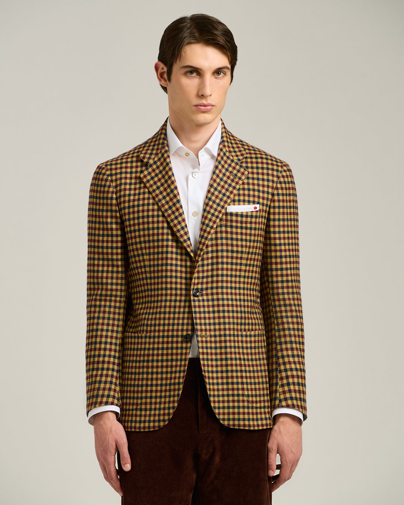 CASHMERE BLAZER WITH YELLOW MICRO-CHECK
