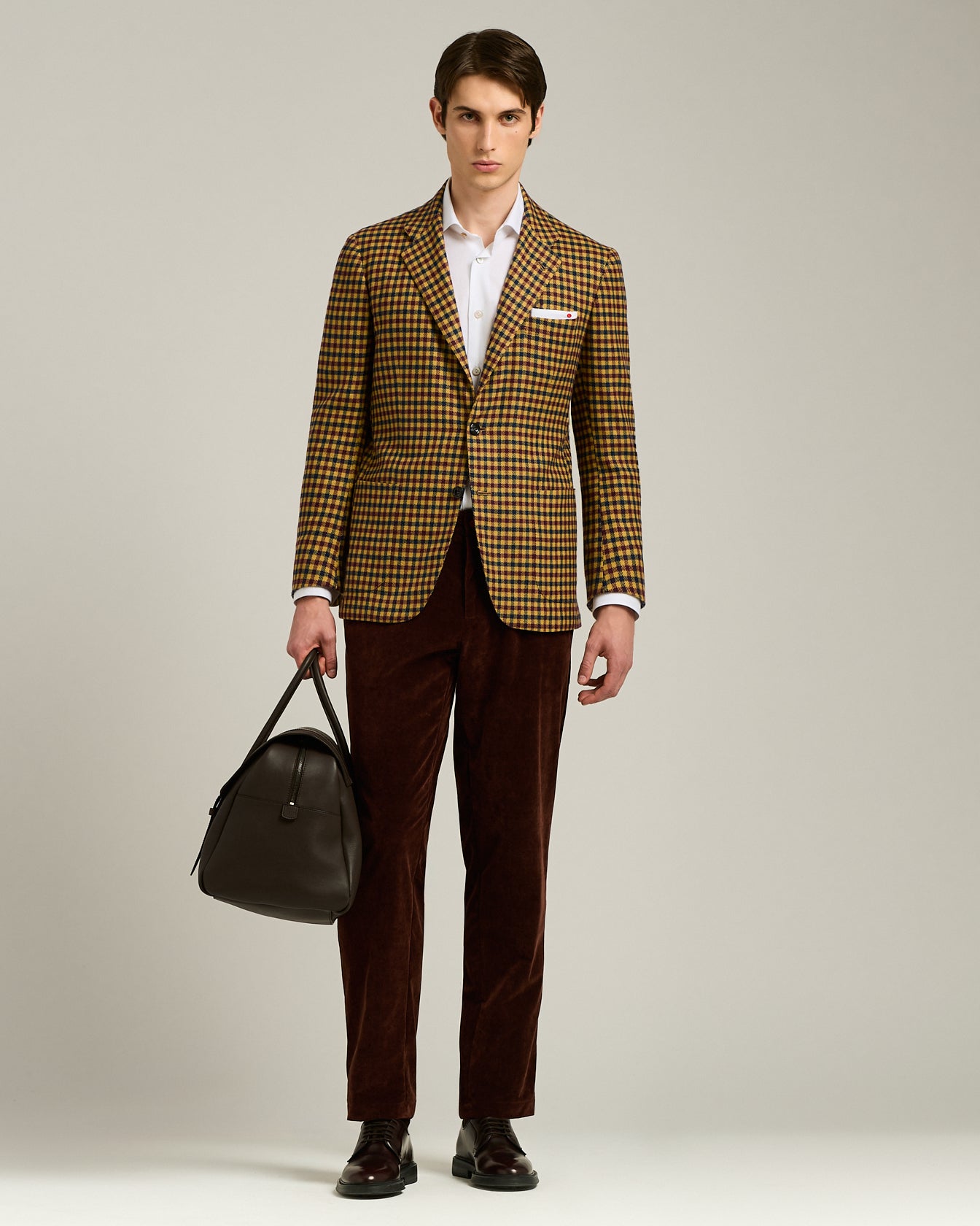 CASHMERE BLAZER WITH YELLOW MICRO-CHECK