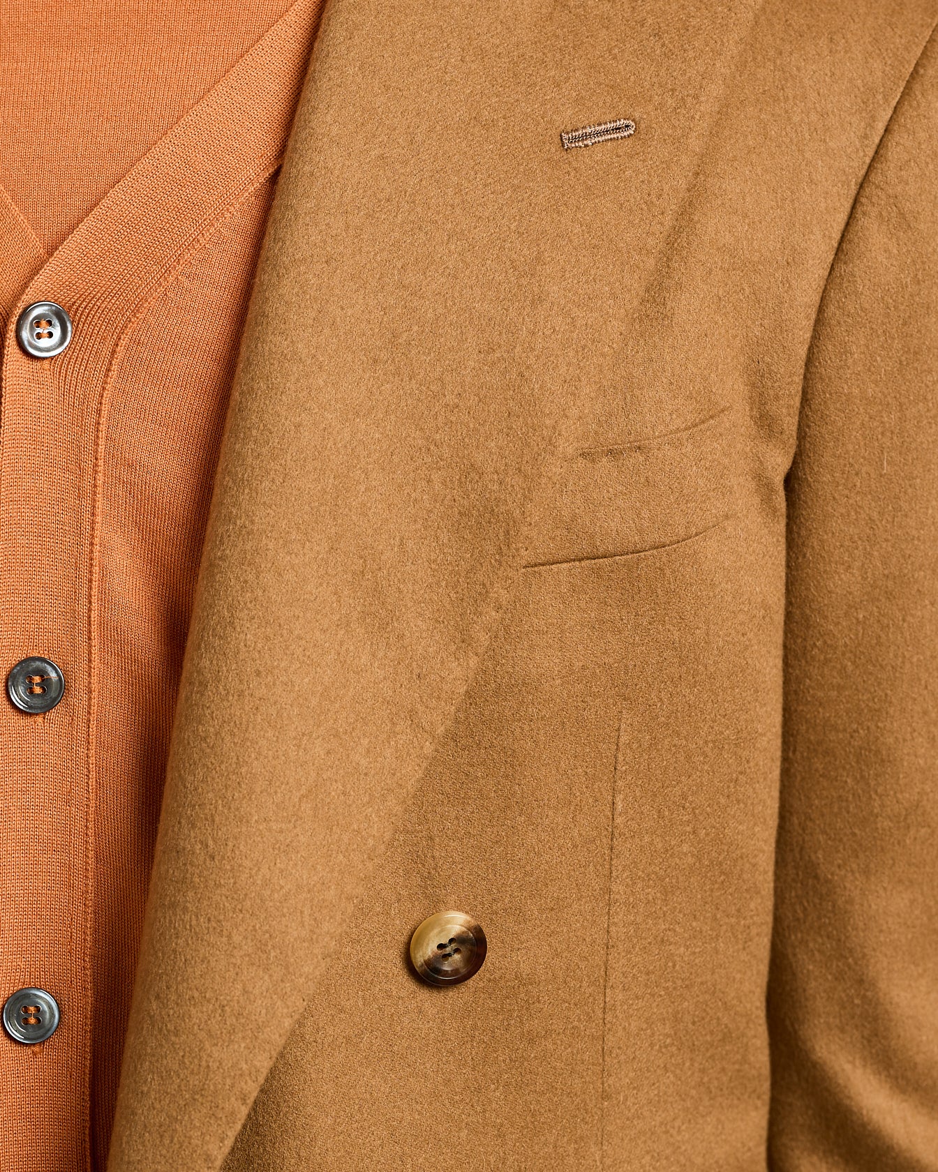 DOUBLE-BREASTED BLAZER IN BROWN CASHMERE AND VICUÑA