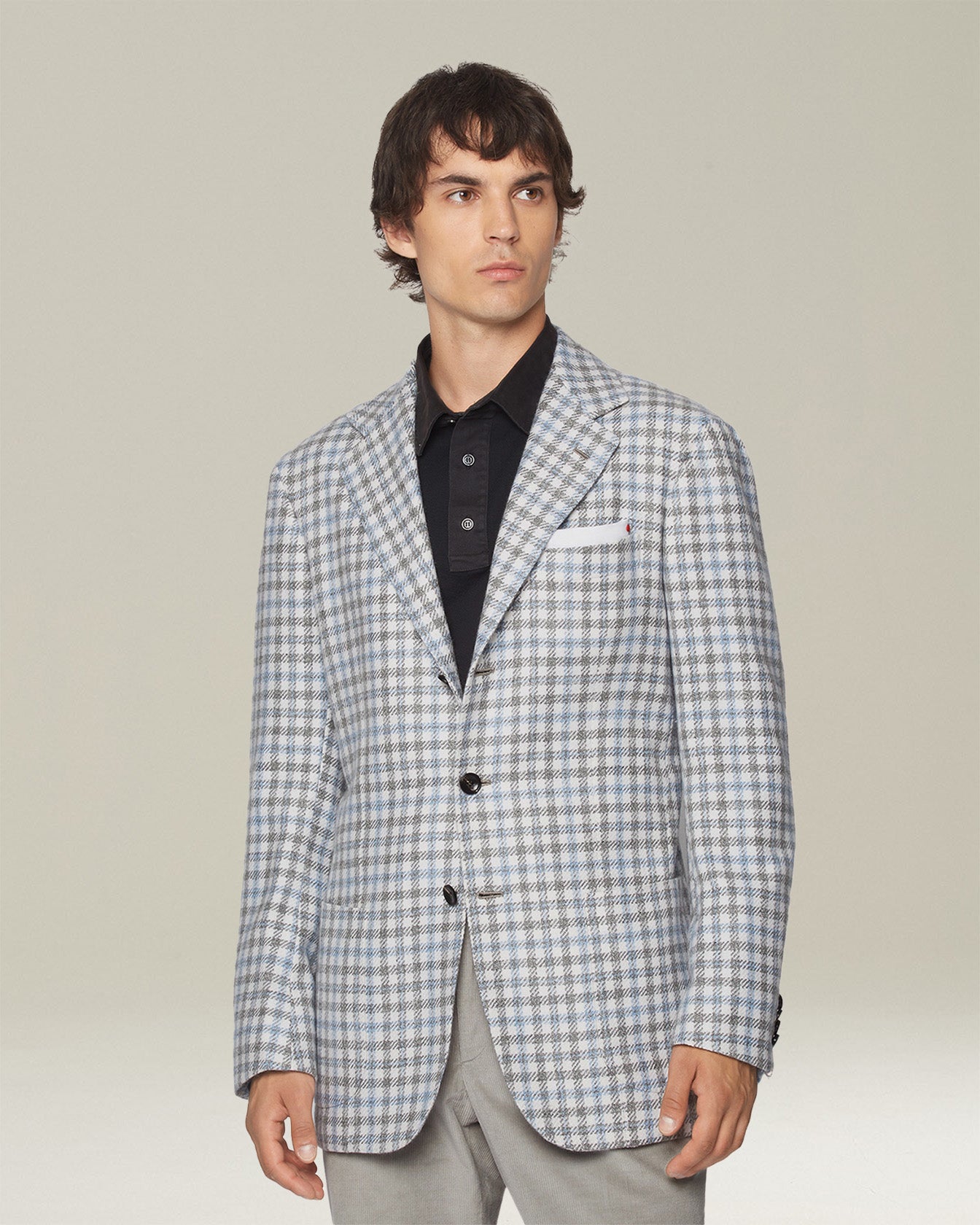 CHECKED CASHMERE BLEND BLAZER