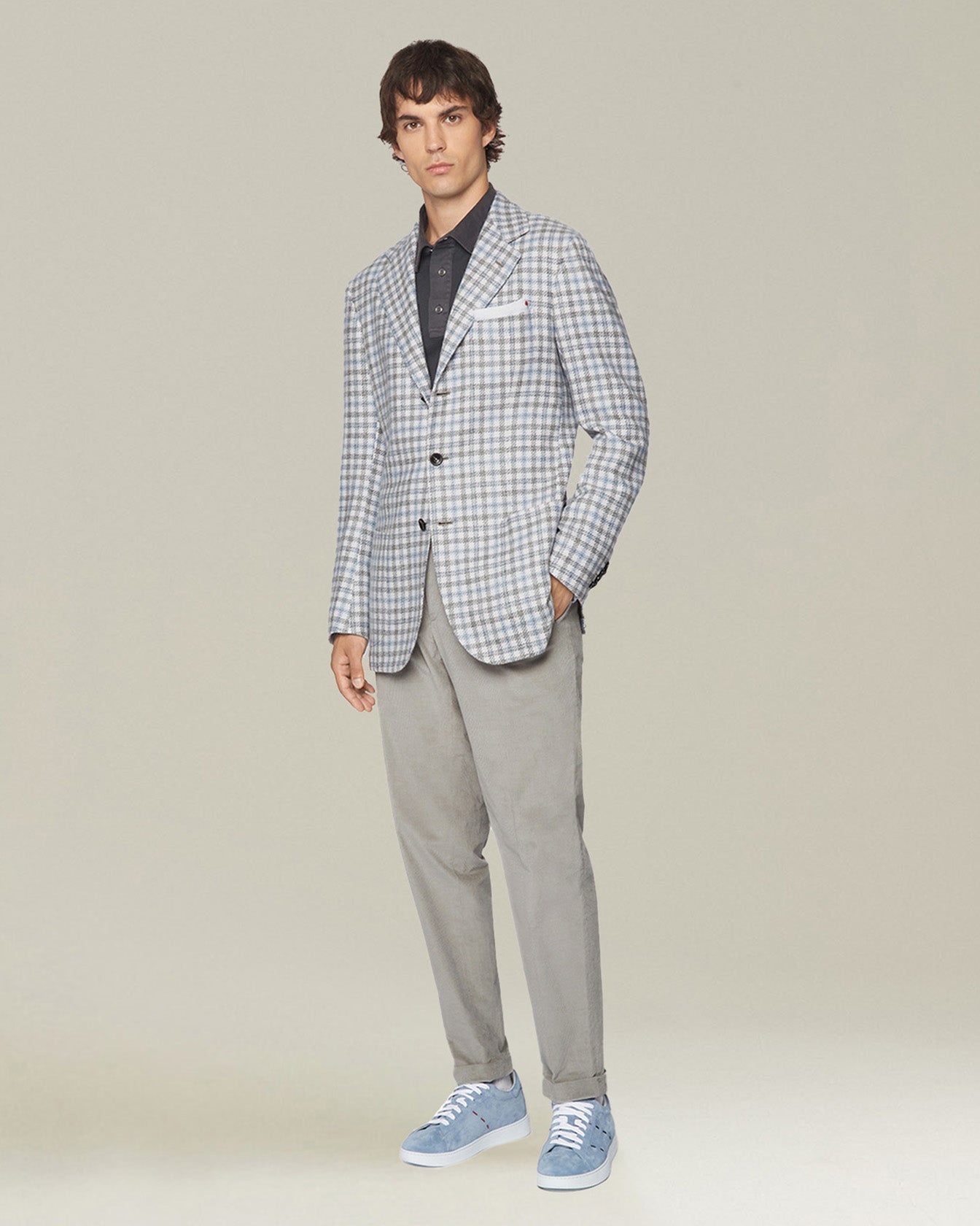 CHECKED CASHMERE BLEND BLAZER