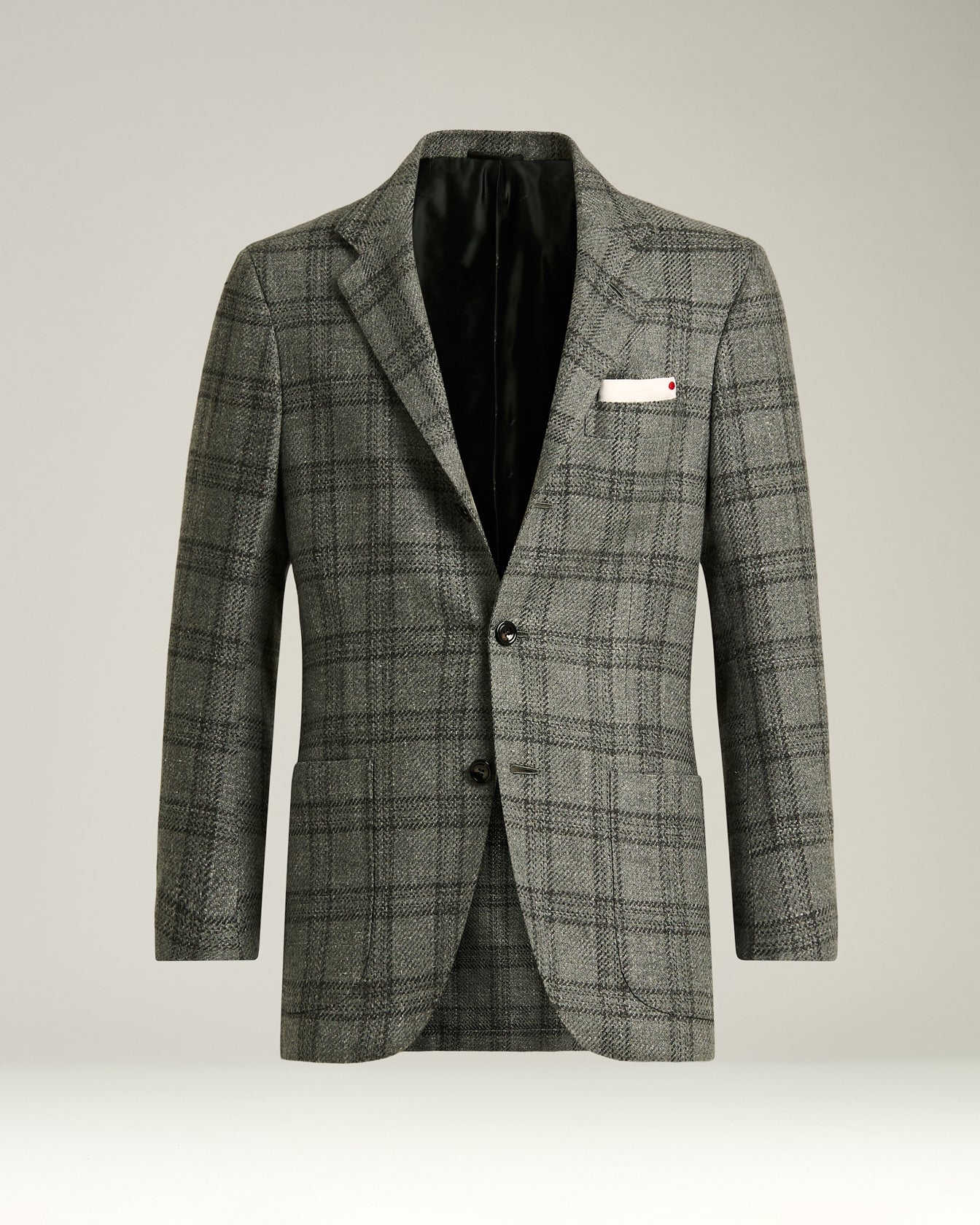 LIGHT GREY CHECKED CASHMERE-BLEND JACKET