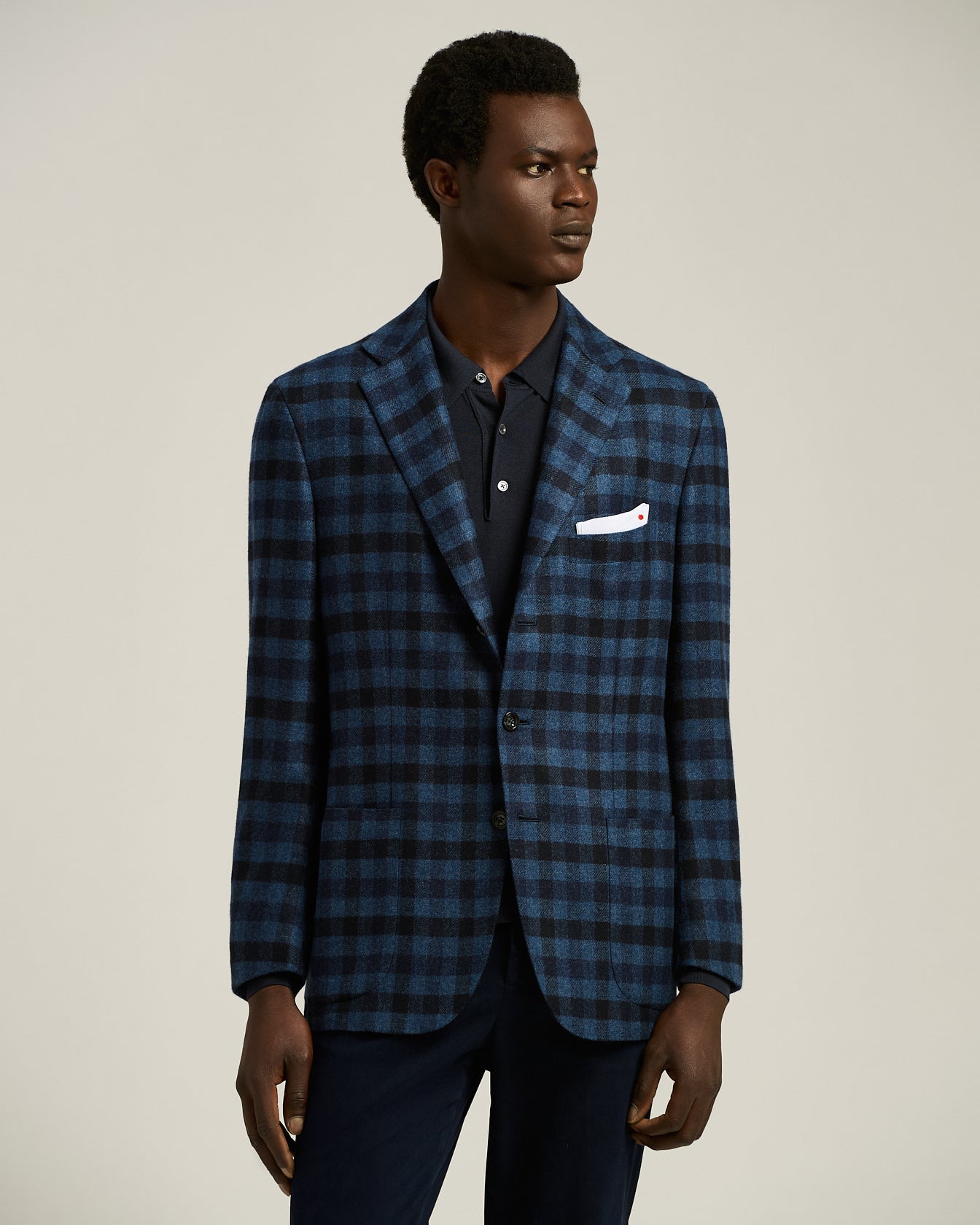 single-breasted checked blazer in cashmere, vicuña and silk