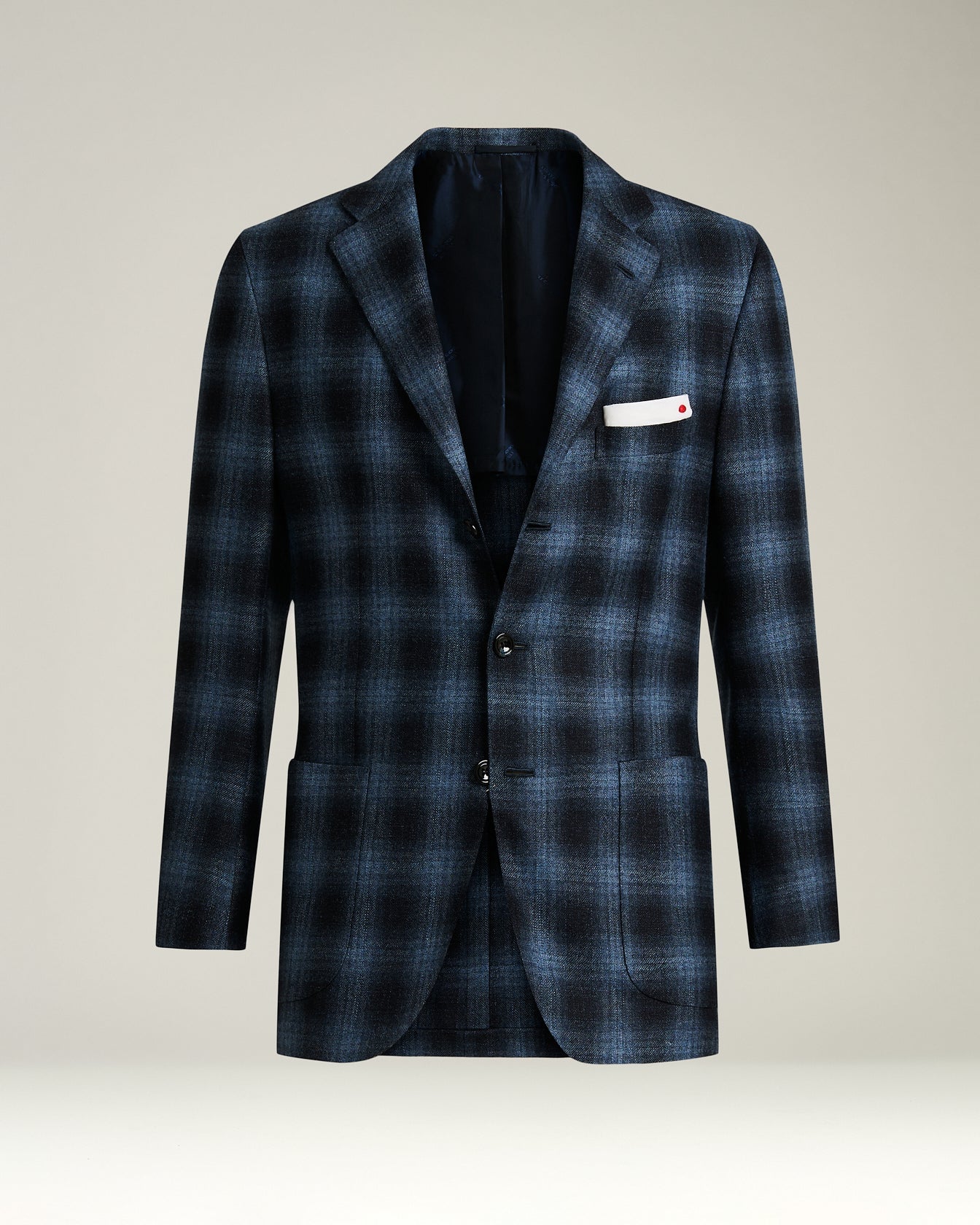 blue checked cashmere blend men's jacket