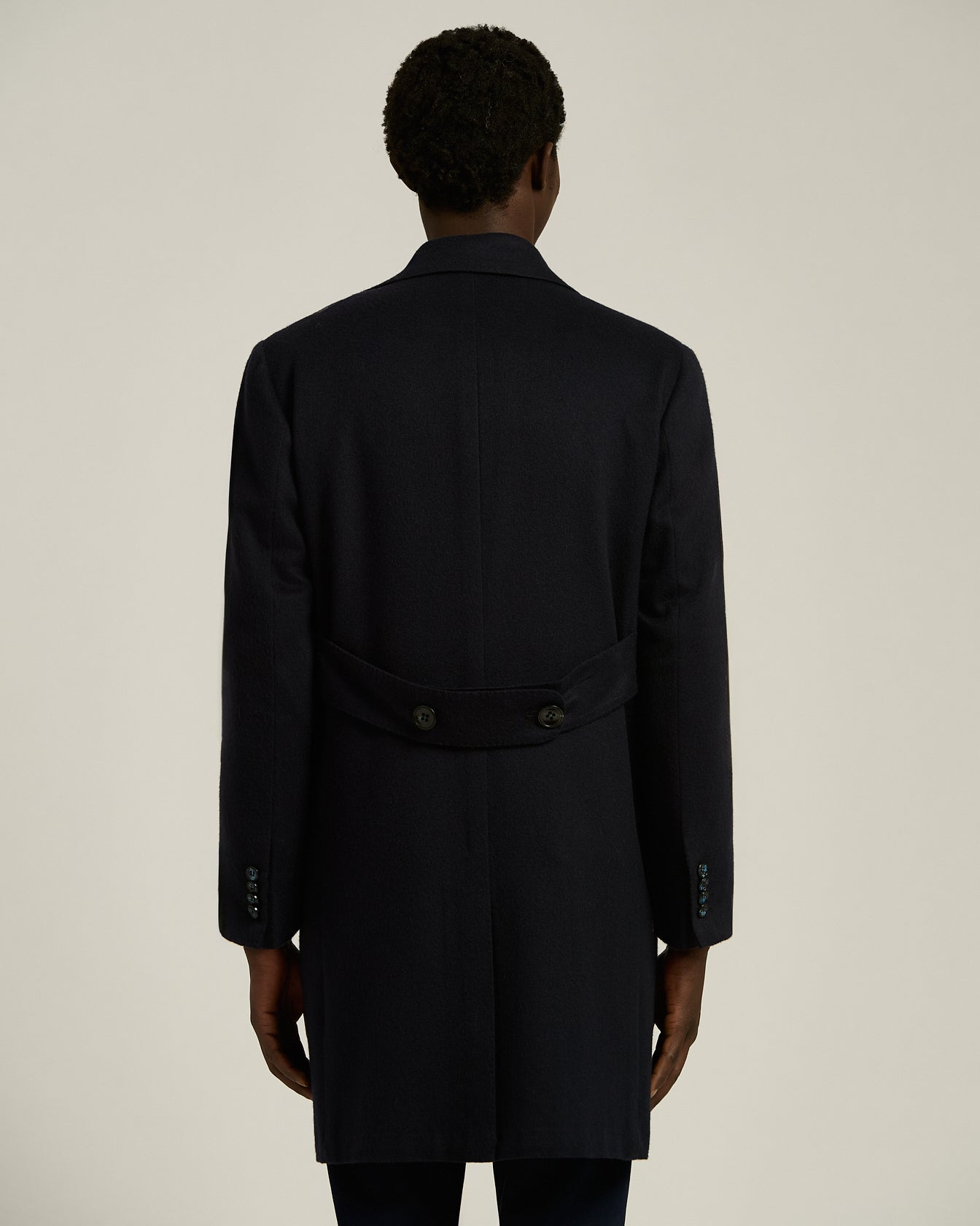 UNLINED OVERCOAT IN PURE BLUE CASHMERE