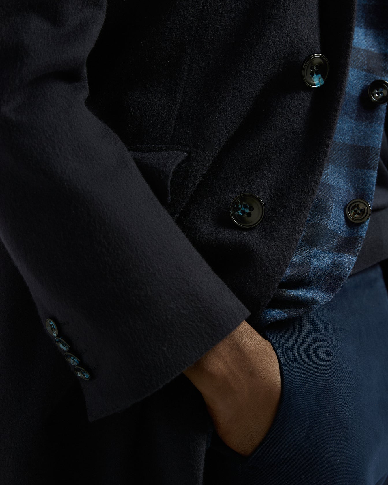 UNLINED OVERCOAT IN PURE BLUE CASHMERE