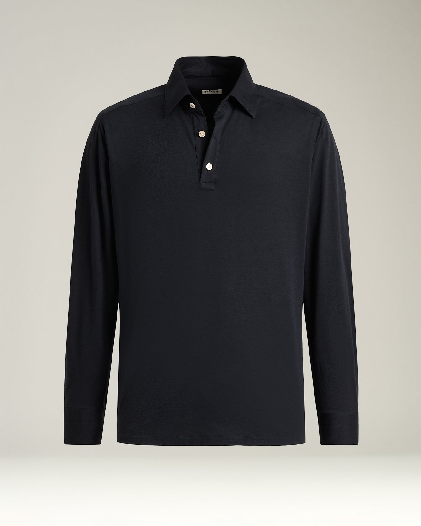 men’s long-sleeve 'positano' polo in navy cotton jersey