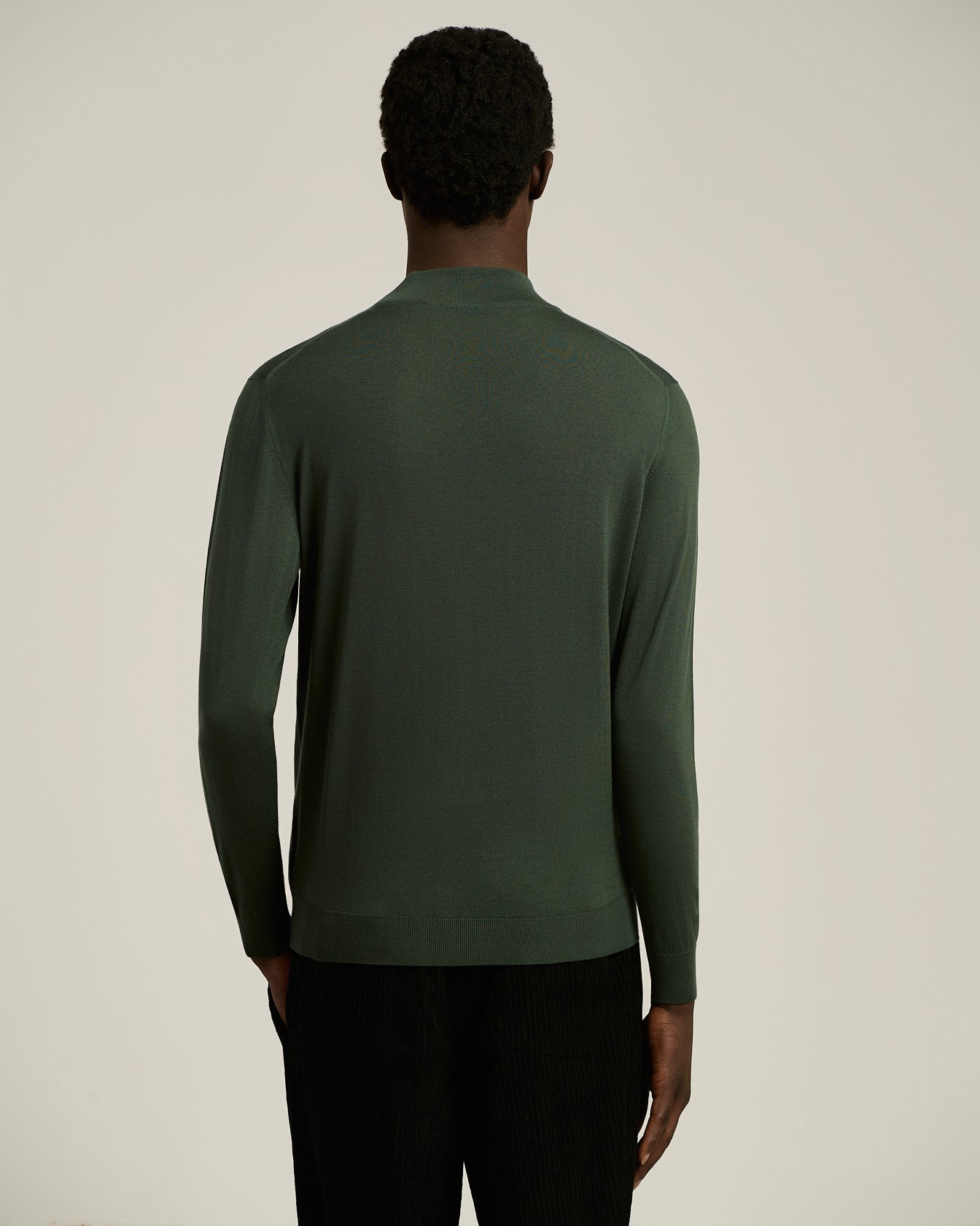 GREEN PINE “DIAMANTE BLU” WOOL MOCK-NECK SWEATER