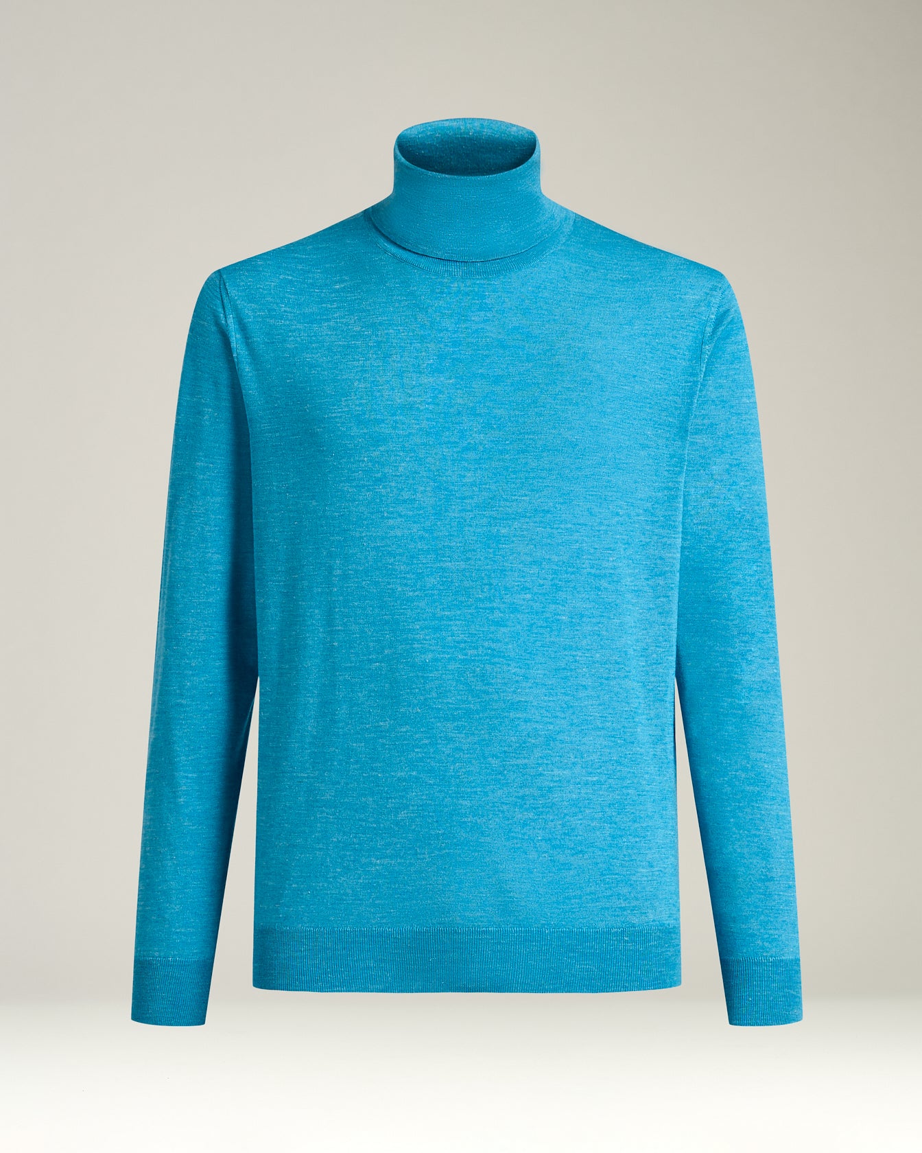 men’s sky blue silk and “diamante blu” wool turtleneck