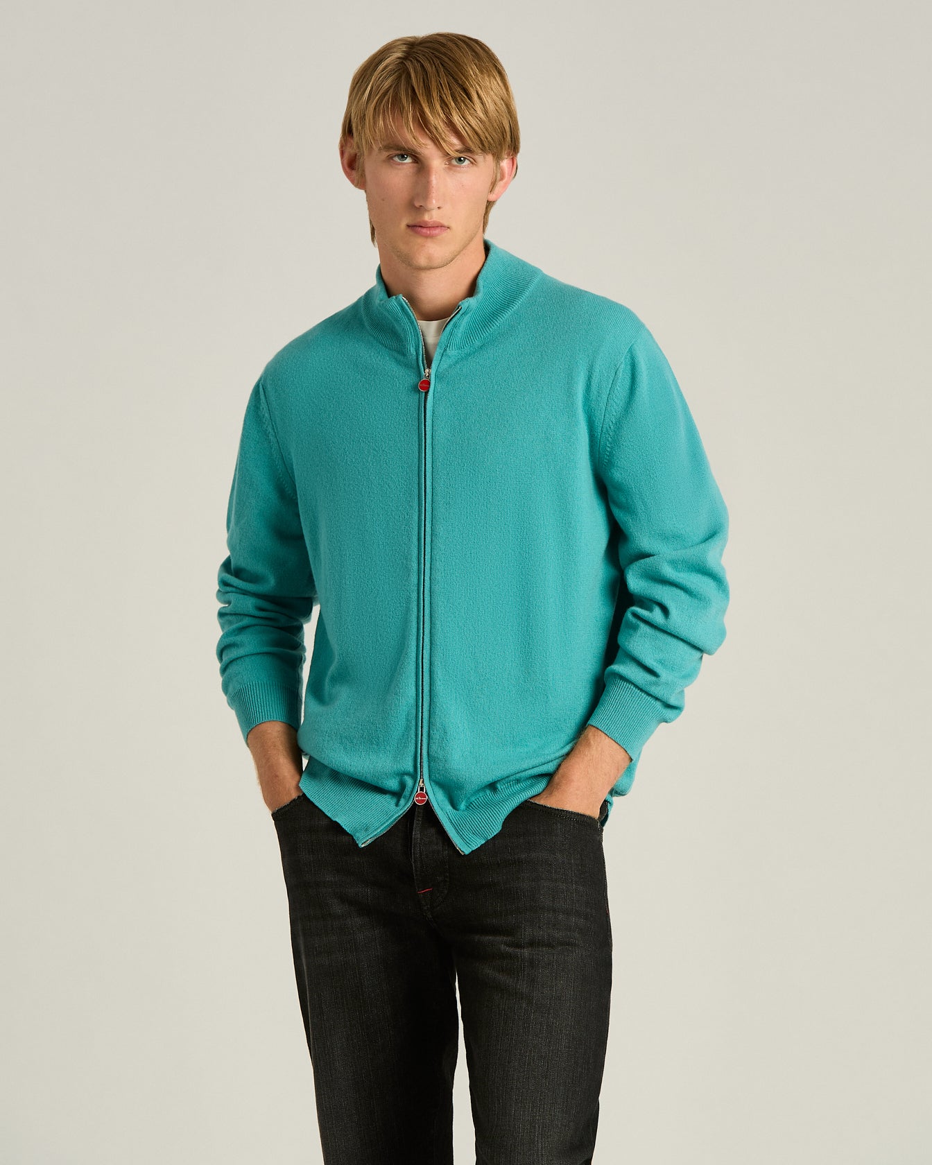 men's pure cashmere sweater with zip