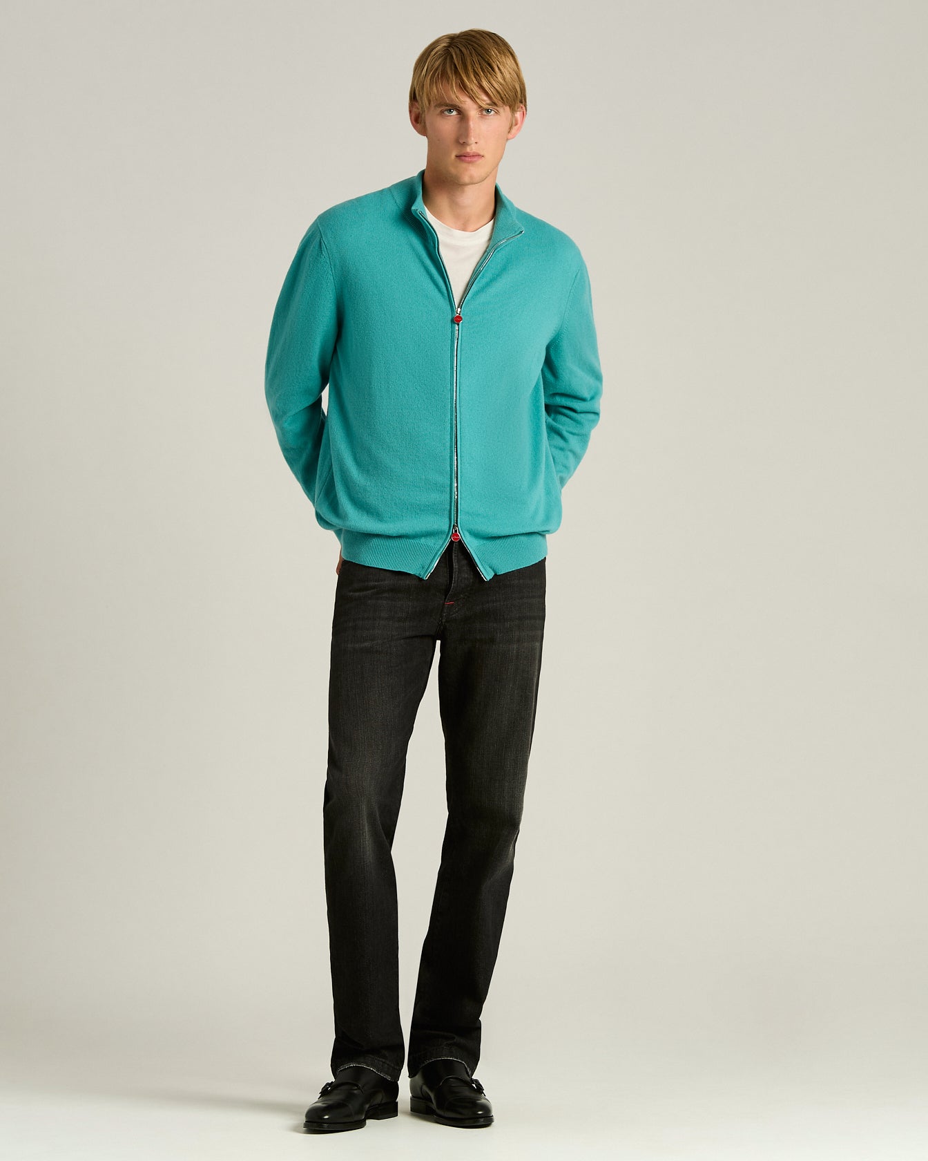 men's pure cashmere sweater with zip