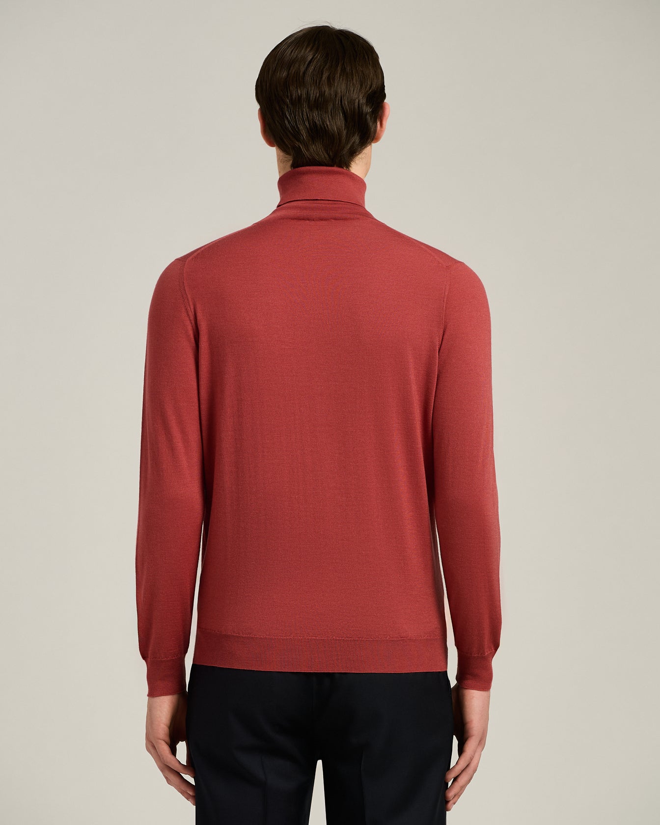 TERRACOTTA CASHMERE AND SILK PLAIN-KNIT TURTLENECK