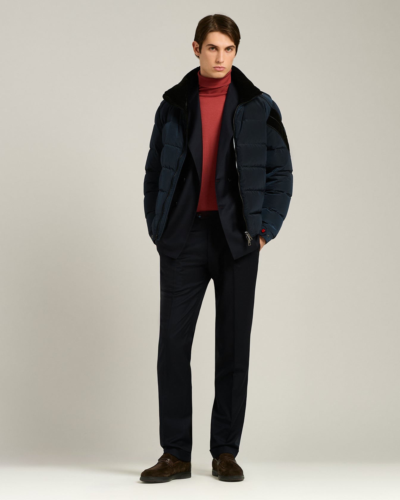 TERRACOTTA CASHMERE AND SILK PLAIN-KNIT TURTLENECK