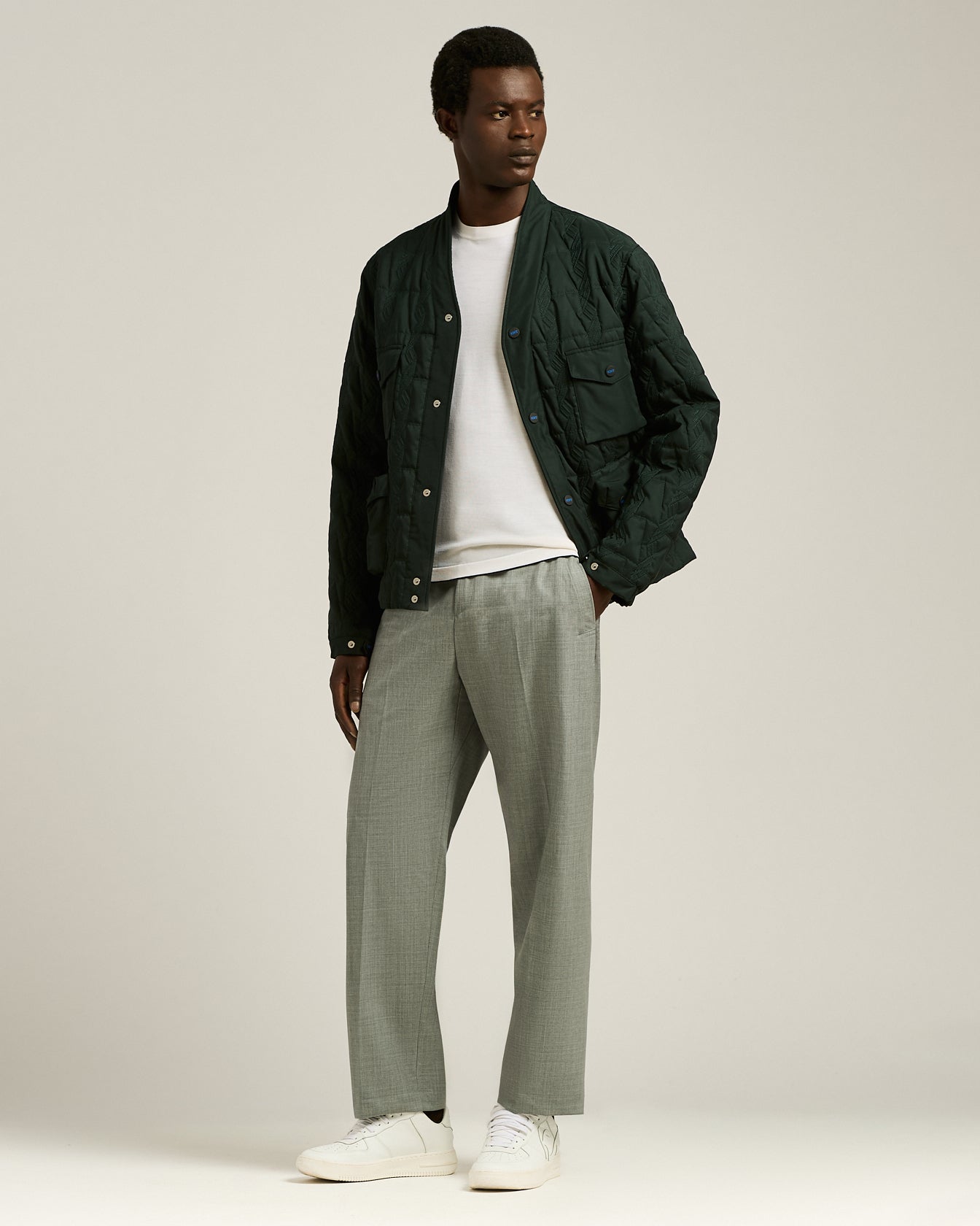 men's white extra fine wool long sleeve t-shirt