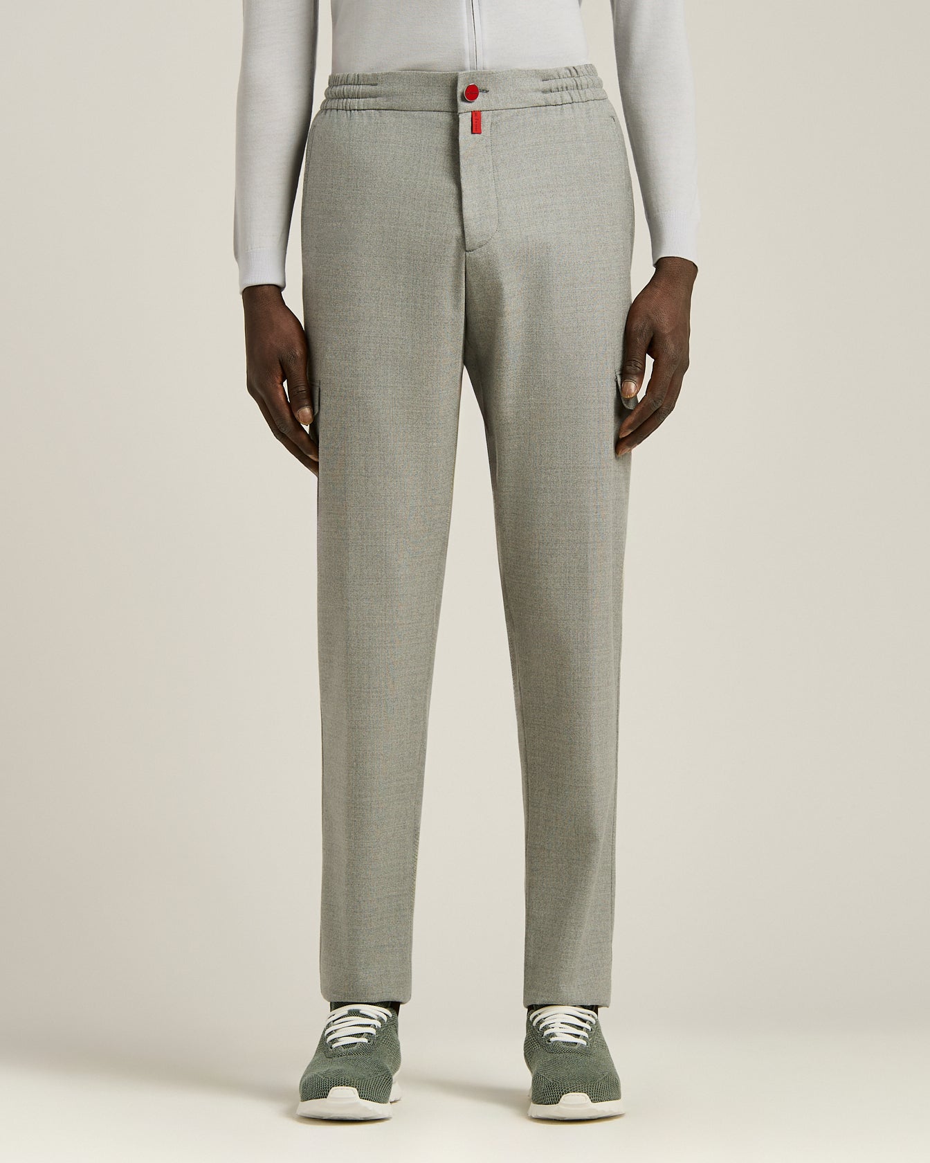 men's grey melange wool cargo trousers