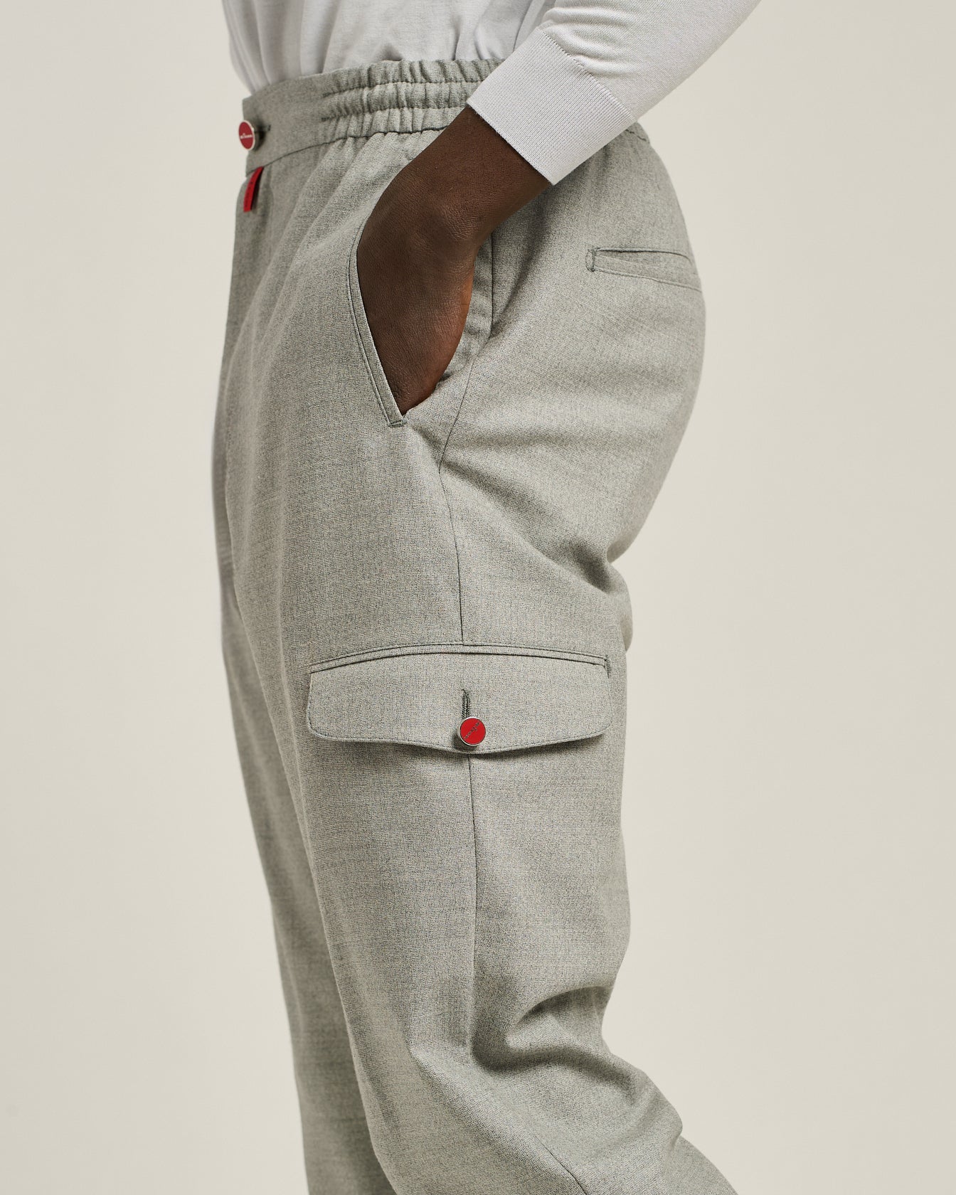 men's grey melange wool cargo trousers