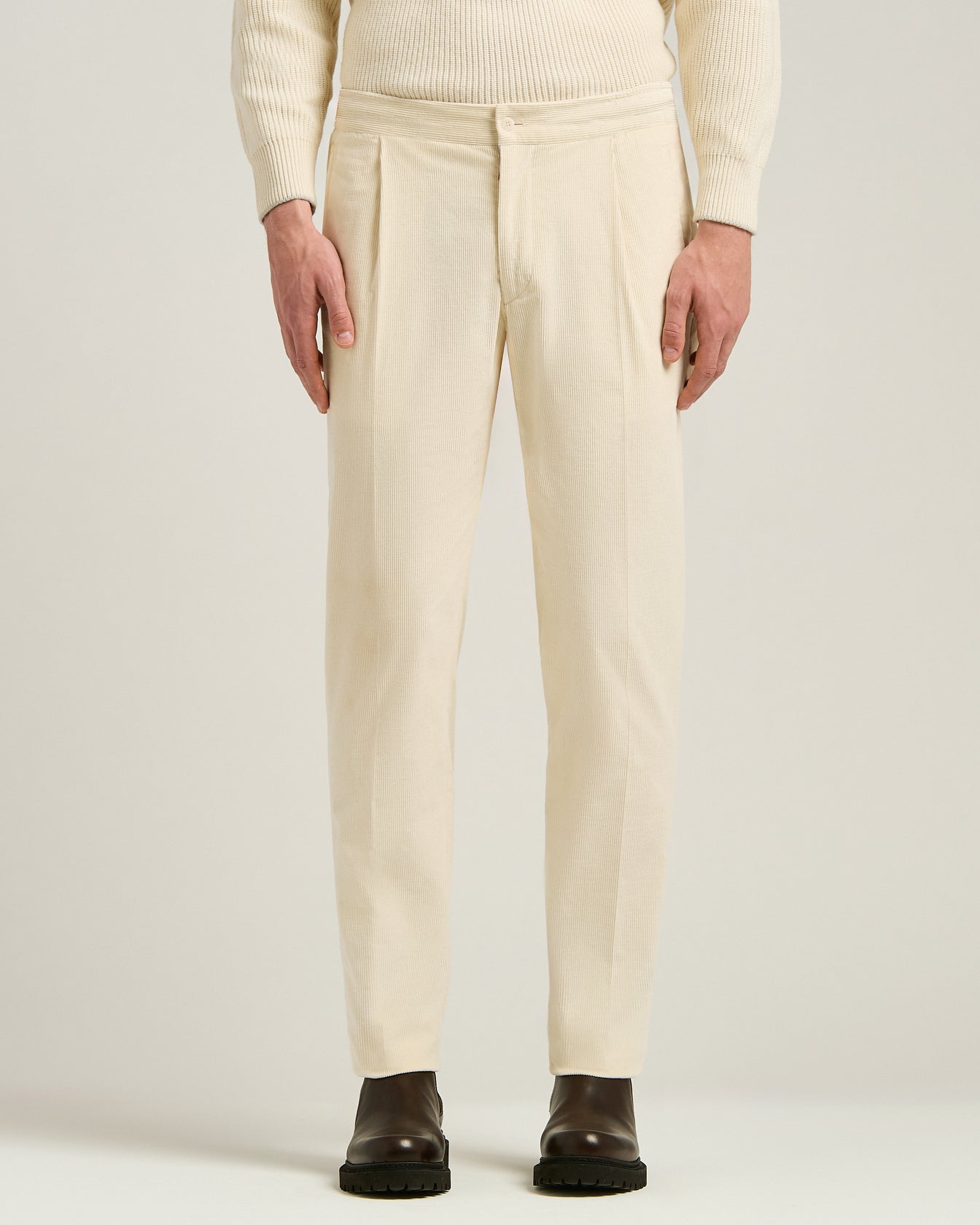 IVORY FINE-CORDUROY TROUSERS