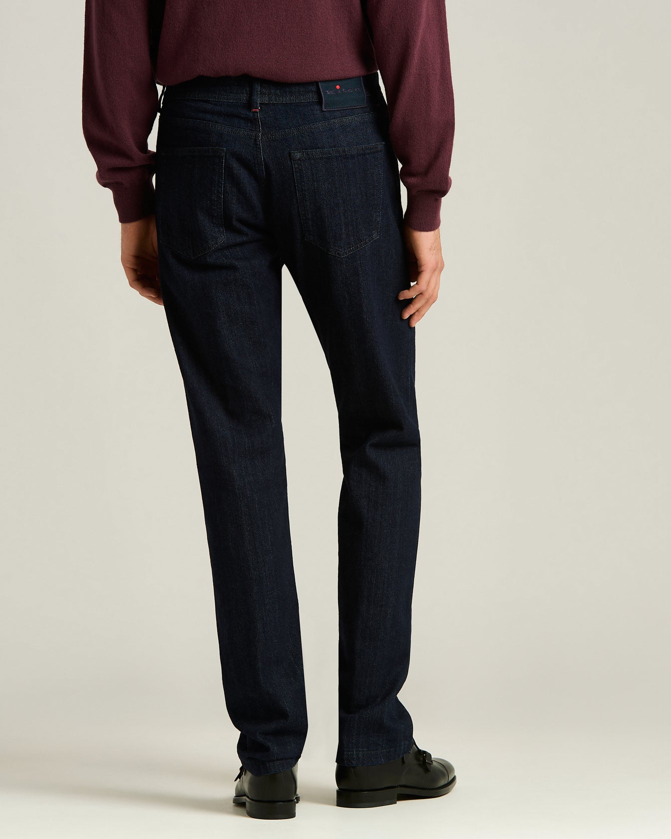 men's dark blue 5-pocket stretch cotton denim jeans